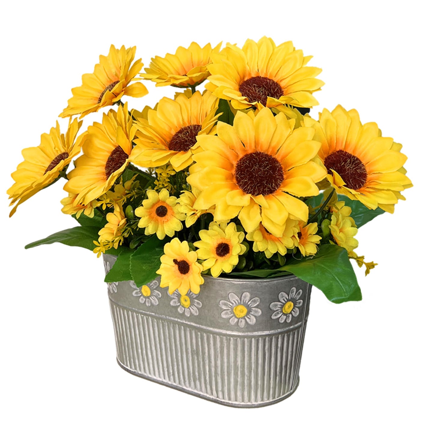 hopeme Artificial Flowers Fake Sunflowers in Pot, Faux Silk Flowers Floral Table Centerpiece Decoration, Rustic Potted Greenery for Farmhouse Home Décor
