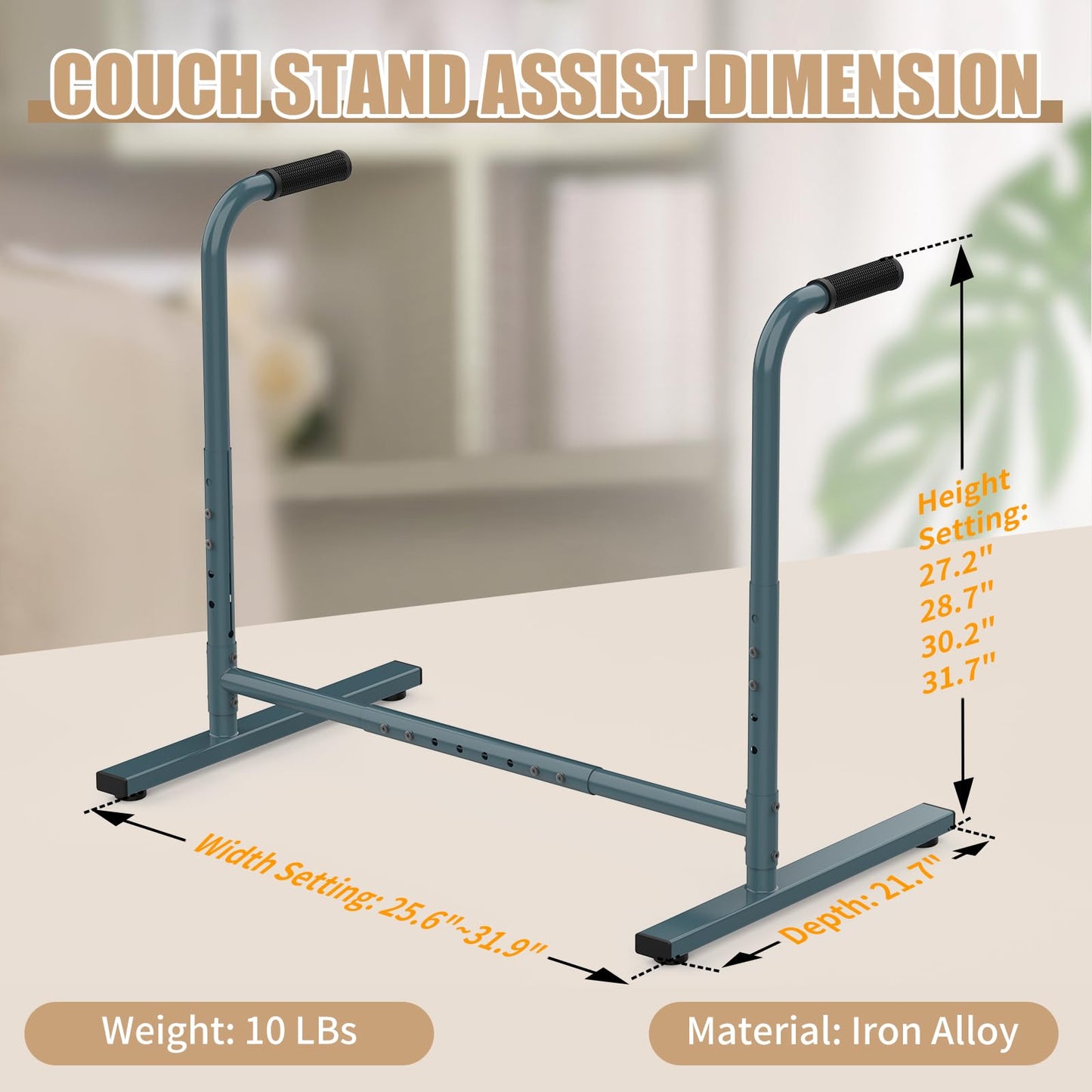 THOOUM Couch Chair Sofa Stand Assist for Seniors, Height & Width Adjustable Couch Lift Assist for Elderly Mobility Sit to Stand(300LBs Loading, Dark Gray)
