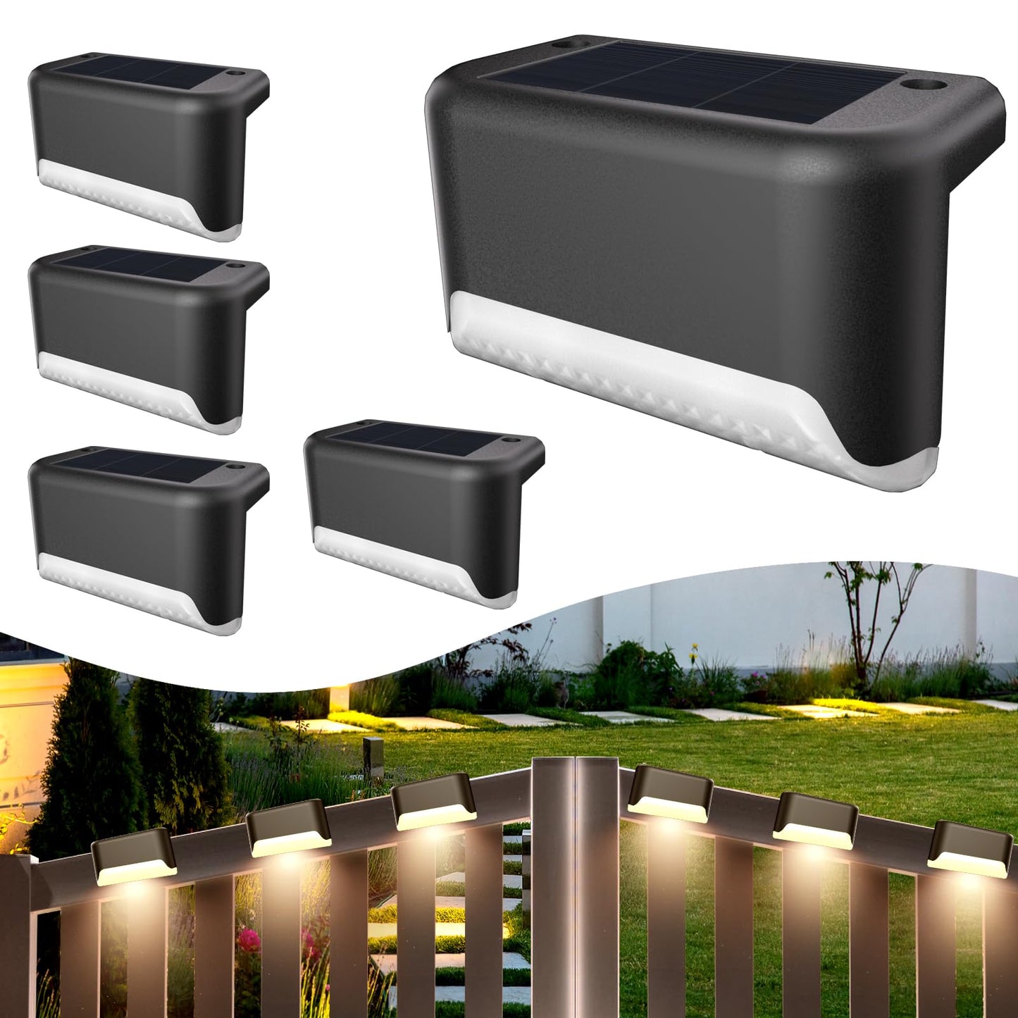 Solar Deck Lights Outdoor, 20 Pcs Solar Step Lights, Waterproof LED Solar Lights for Outdoor Stairs, Step, Fence, Yard, Patio, Railing, Garden and Pathway