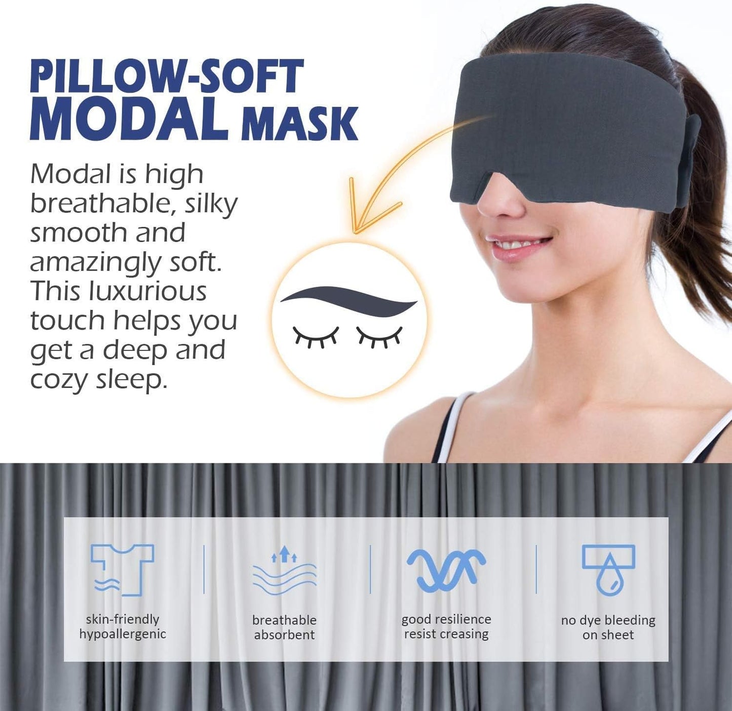Mavogel Sleep Mask - Modal Material Eye Mask for Sleeping, Ultra Soft and Skin Friendly Full Eye Covers for Women/Men, Perfect Light Blocking Sleeping Mask for Travel Yoga Nap, Fully Adjustable Strap