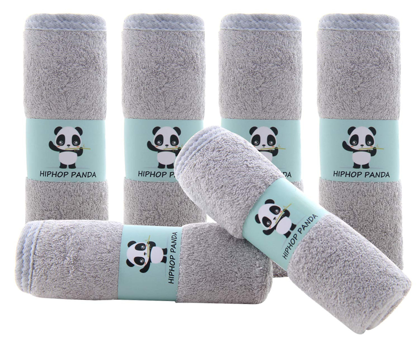 HIPHOP PANDA Baby Washcloths, Rayon Made from Bamboo - 2 Layer Ultra Soft Absorbent Newborn Bath Face Towel - Reusable Baby Wipes for Delicate Skin - White, 6 Pack