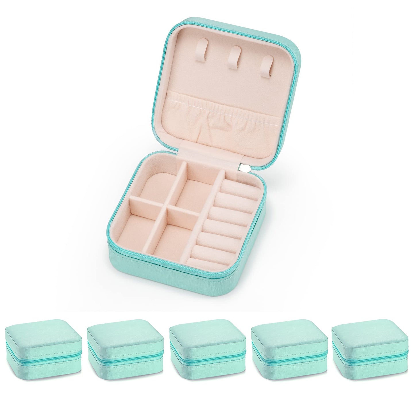 Mini Jewelry Travel Case,Small Jewelry Box,Traveling Jewelry Organizer,Portable Jewellery Storage Holder for Rings Earrings Necklace Bracelet Bangle for Girls Women(Pink - 1 pack)