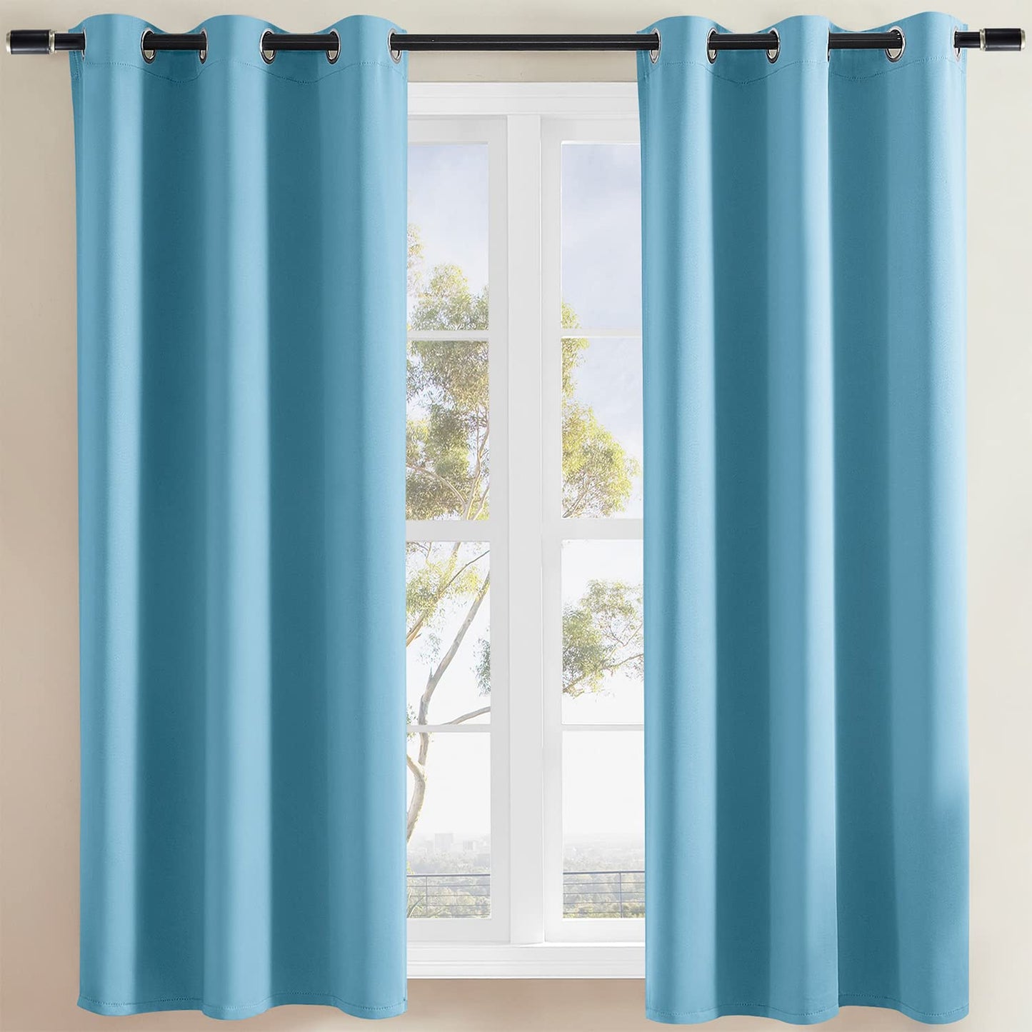 Rutterllow Blackout Curtains for Bedroom, Thermal Insulated Noise Reducing Window Drapes for Living Room, Grommet Top (52x72 Inch, Navy Blue)