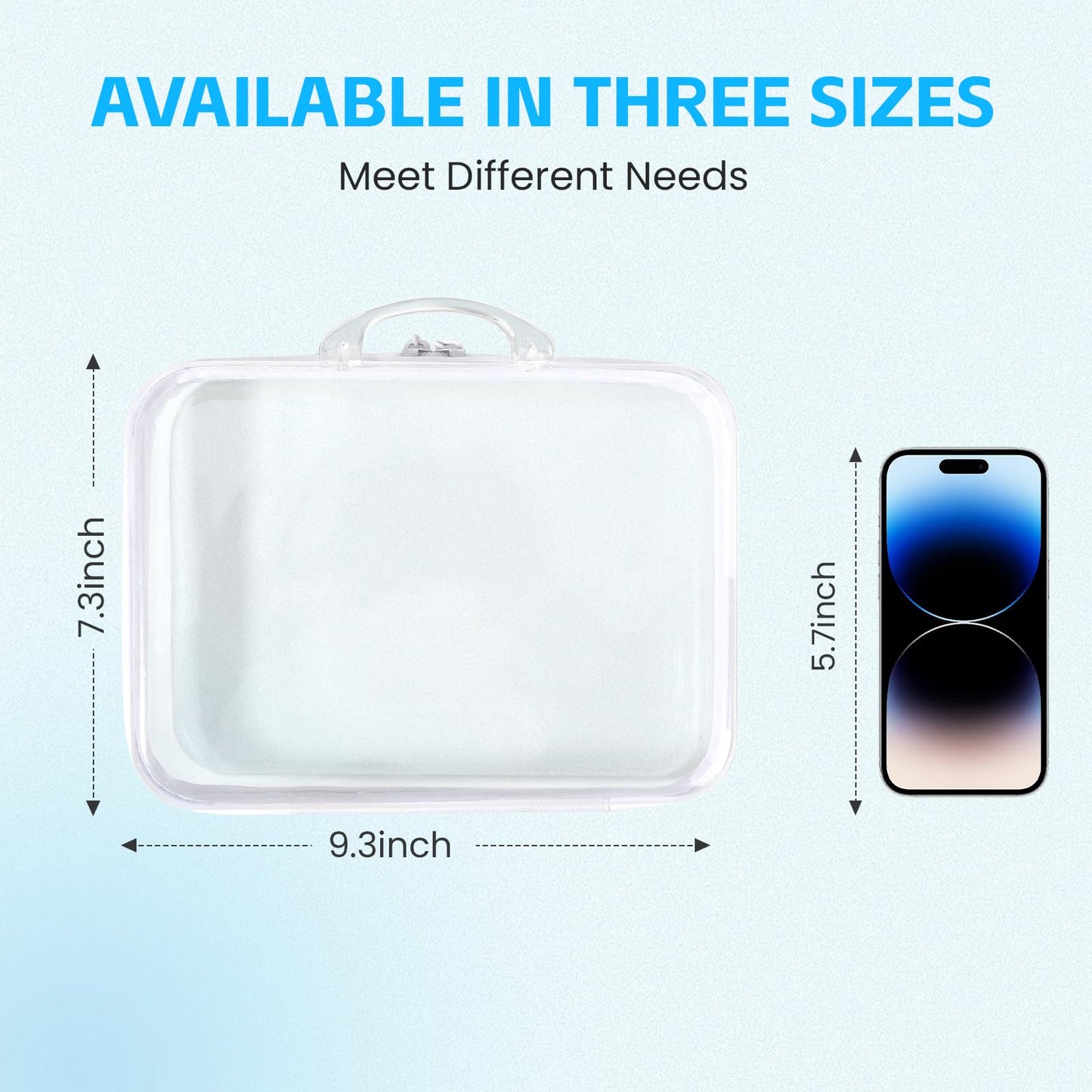 EAROND 3 Pack Clear Hard Shell Zipper Case PVC Zipper Pouches,Transparent Toiletry Pouches,Waterproof Travel Organizers,Portable Toy Storage Bins(M+M+M)