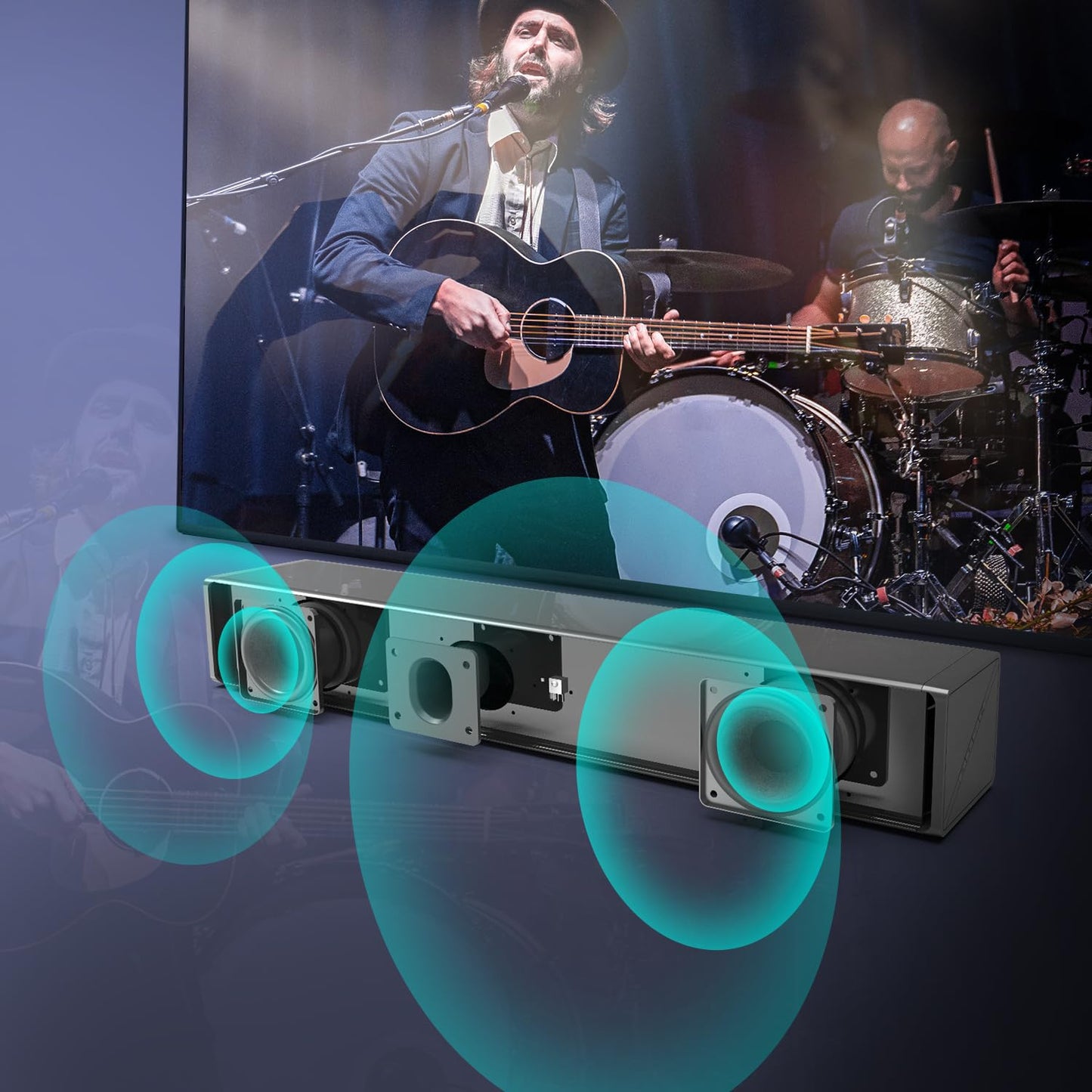 BESTISAN Sound Bars for TV, 16.5 Inches Sound Bar with Optical, AUX, USB and Bluetooth Inputs, Soundbar for TV(DSP, TREB and Bass Adjustable, Cyclic Switching Mode,Reset Function