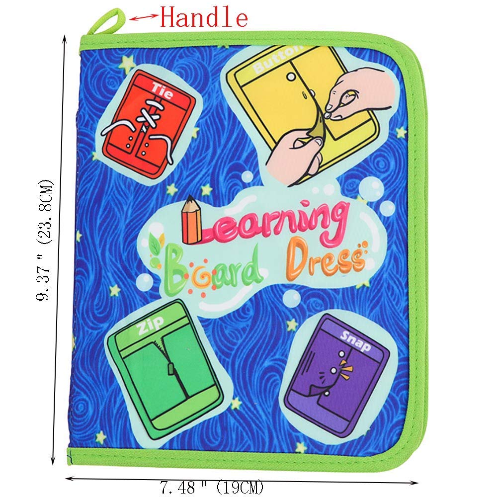 Kghios Montessori Toys Materials for Toddlers BusyBoard,Busy Board Learn to Dress Board Early Learning Basic Life Skills - Zip, Snap, Button, Buckle, Lace & Tie Educational Tools Preschool Learning