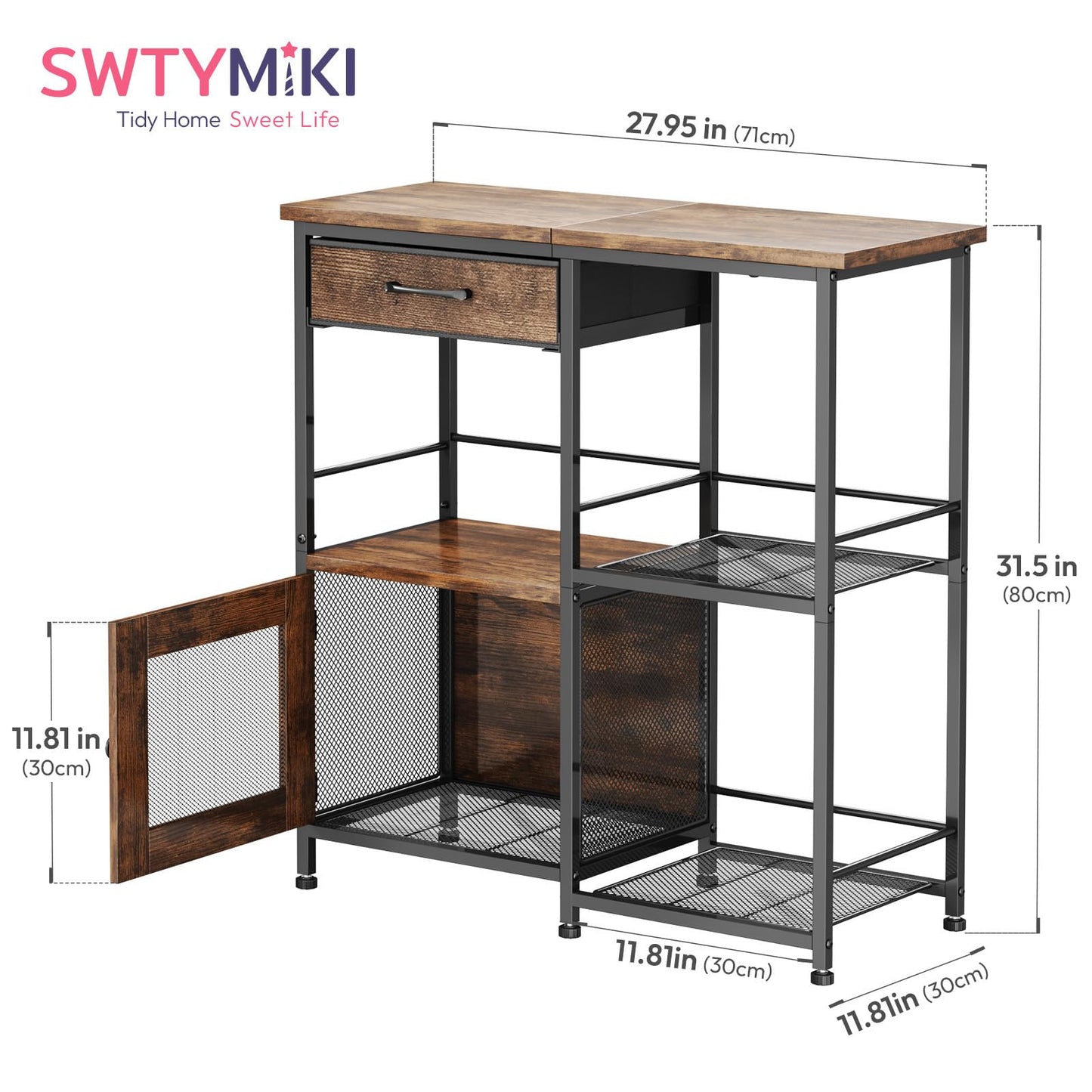 SWTYMIKI Coffee Bar Cabinet for Home - Farmhouse Coffee Stand Station Multi-Purpose Buffet Sideboard Cabinet with Drawers - Kitchen Bar Table for Living Room, Corner, Small Space, Espresso