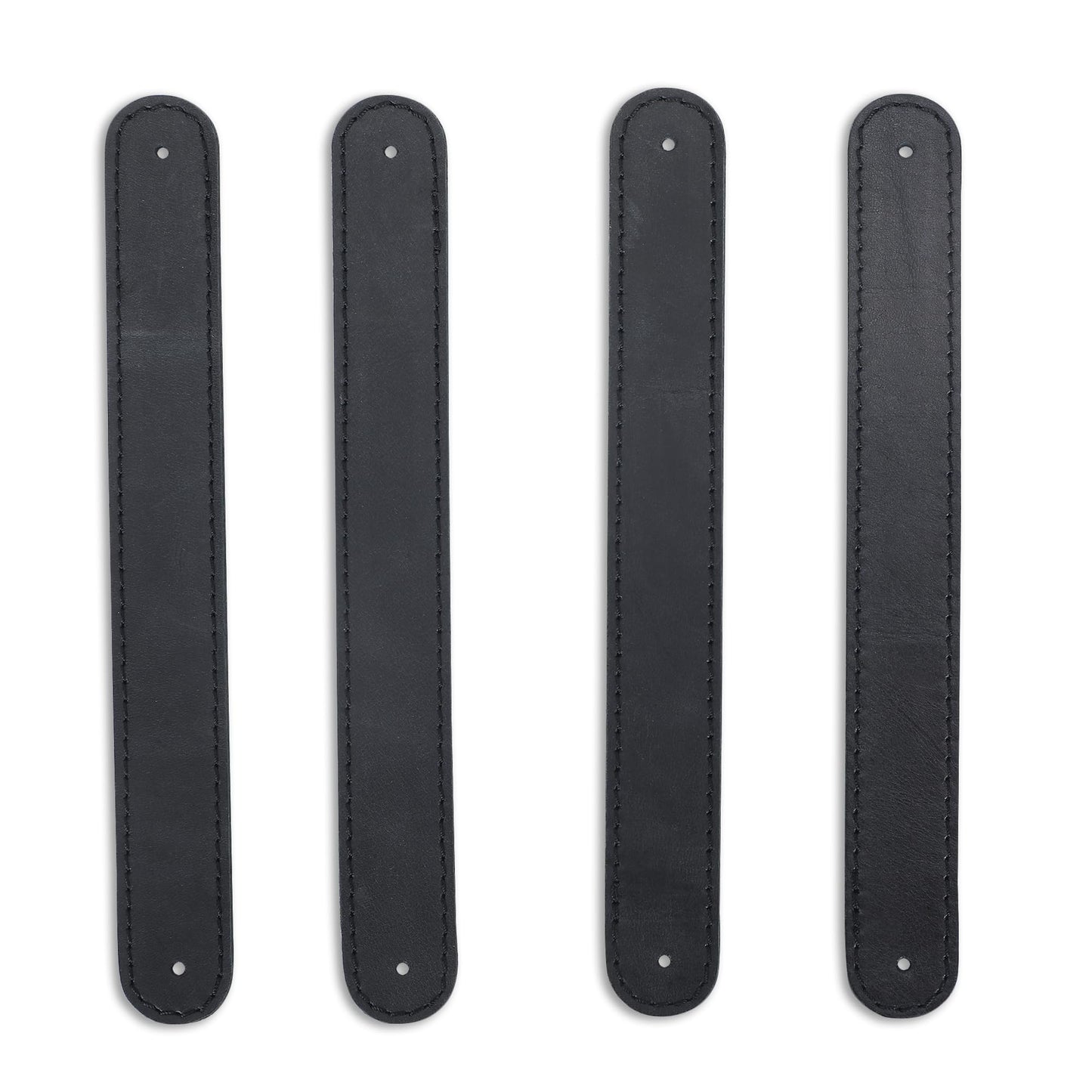 CestAntiQ Leather Drawer Handles Full Grain Leather Dresser Pulls Handmade Durable Cabinet Handles Stylish DIY Home Improvement Hardware Rustic Furniture Pulls with Pre-Made Holes (4 Pack) (Black)