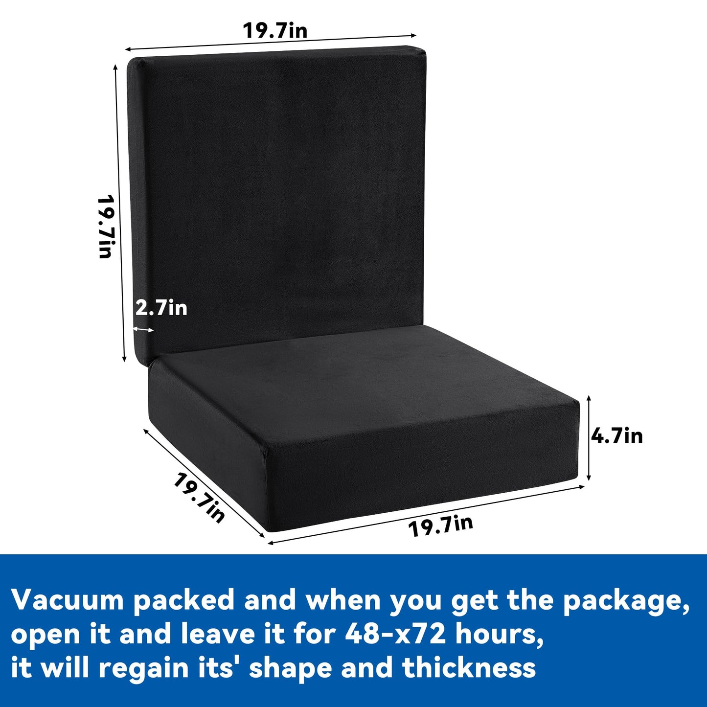 HOMBYS Memory Foam Recliner Seat Cushion for Elderly with Lumbar Support Pillow for Long Sitting, Supportive & Non-Slip Chair Pad with Back Support Cushion for Back & Neck Pain Reduce, Black