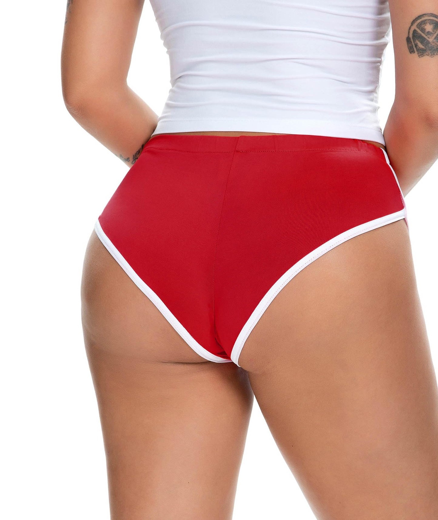 YUYUREAL Women's Low Rise Dolphin Shorts Daisy Dukes Plus Running Workout Fitness Sport High Cut Yoga Booty Shorts(WR,XL)