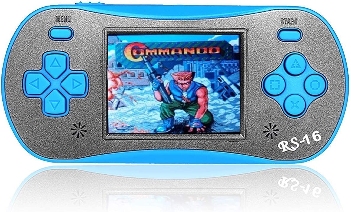 Handheld Game Player for Kids Adults- FAMILY POCKET RS16 Portable Classic Game Controller Built-in 260 Game 2.5 inch LCD Retro Arcade Video Game System Children's Birthday Gift (Blue)
