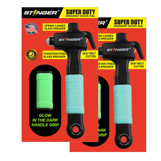 Stinger Super Duty Car Emergency Escape Tool, Hardened Carbon Steel Vehicle Safety Hammer, Spring Loaded Window Breaker, Razor Sharp Seat Belt Cutter, Auto Accident Life-Saving Rescue Tool (Orange)