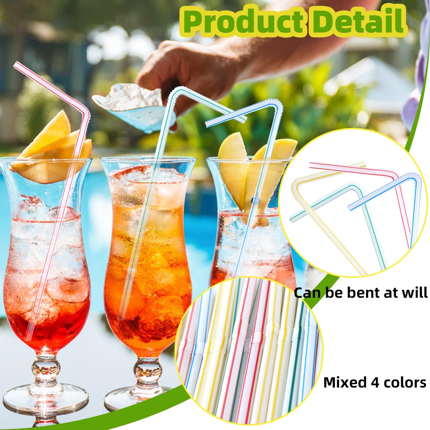 200 Pcs Plastic Disposable Straws,Flexible Plastic Straw,Bendable Disposable Drinking Striped Party Straw,Perfect for Home,Office,Birthday Party Use,Juice,Milkshake,Crafts