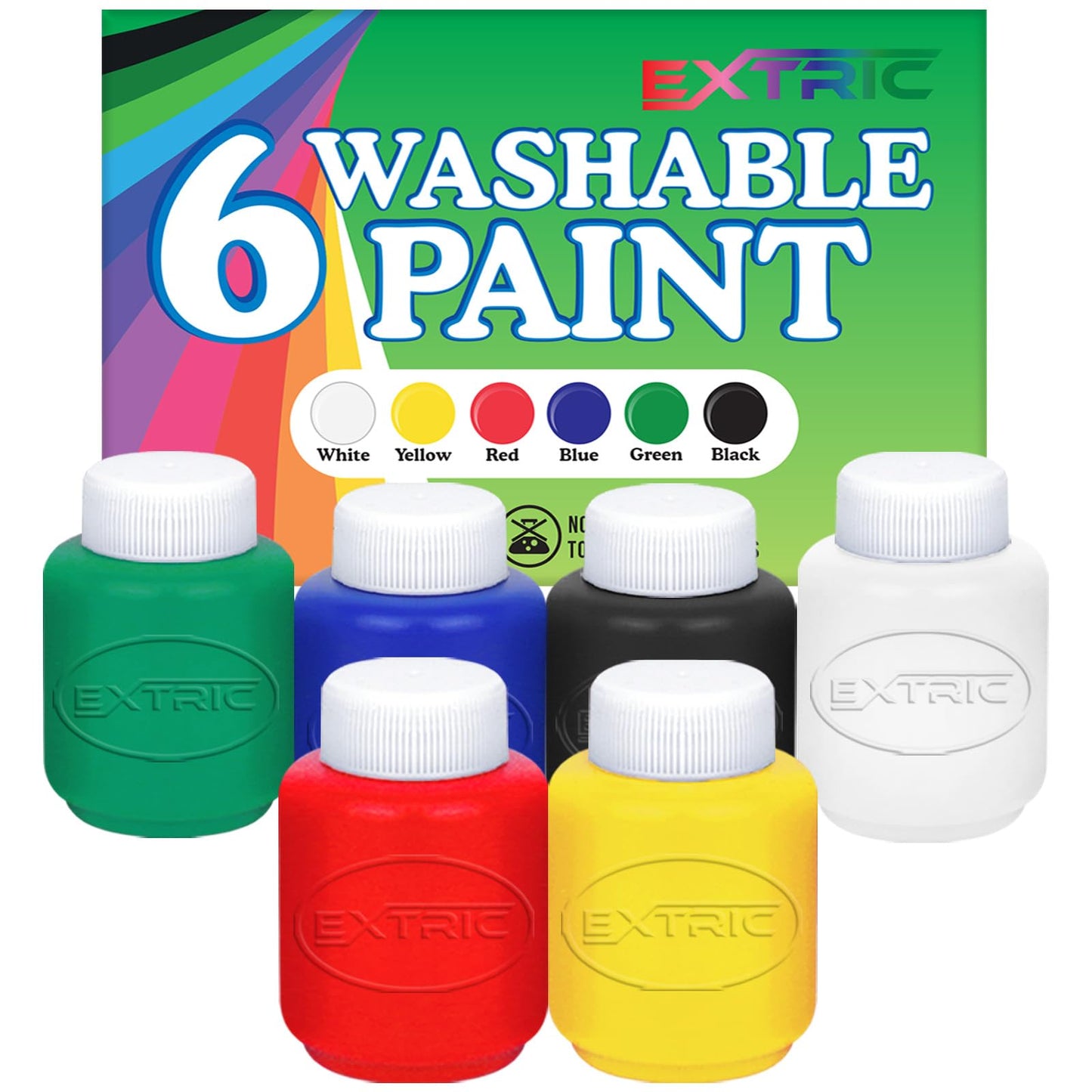 Kids Painting Set, Washable Paint for Kids 12 Colors, Non Toxic Tempera Paint 2 oz Each, Paints for Toddlers Art, Craft, School and Home Finger Paints Projects