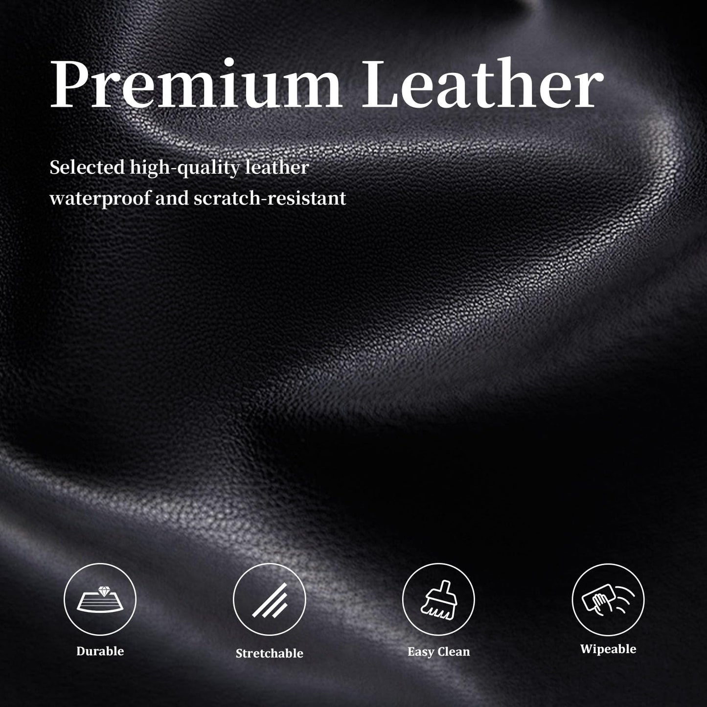 Pu Leather Dining Chair Covers set of 4, Waterproof Kitchen Chair Covers for Protecting Chairs from Stain/Scratch, Soft & Elastic Parsons Chair Slipcover Well-Fitted for Dinning Room(Black, 4Pcs)