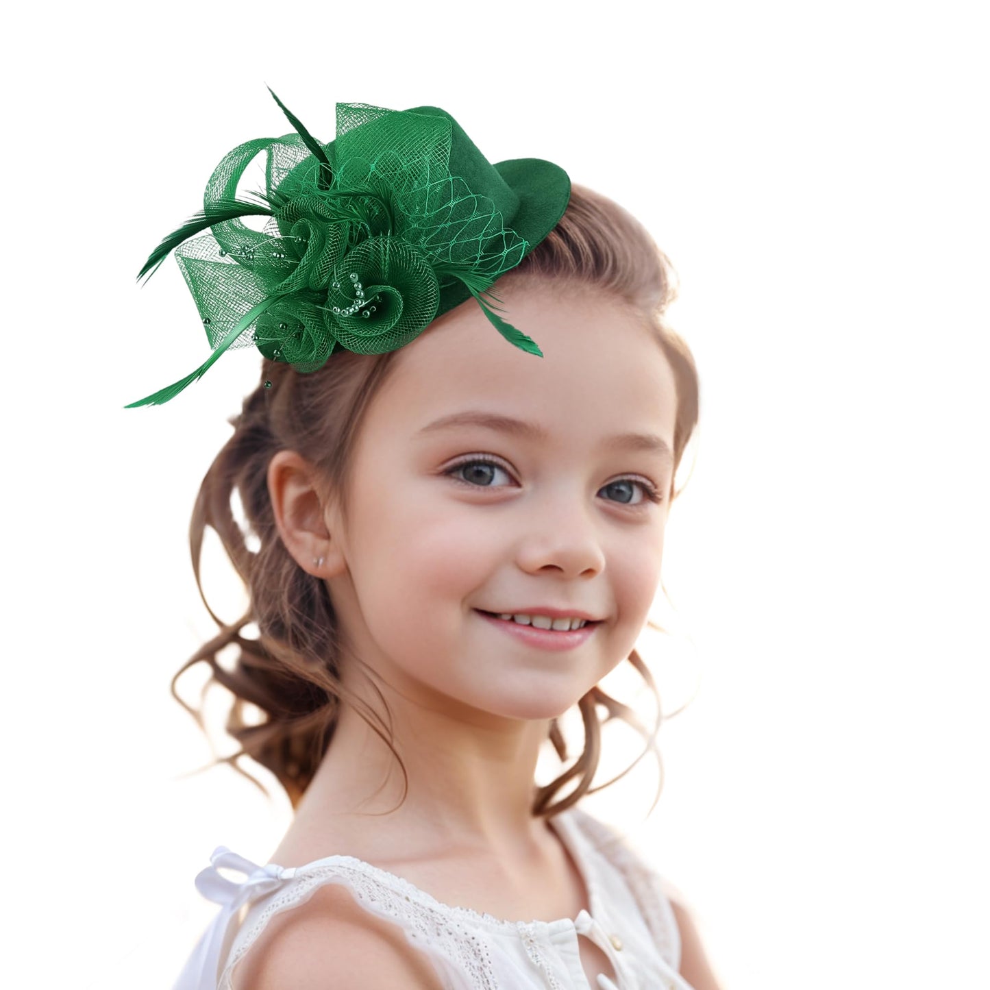 Girls Elegant Tea Hat - Pink Derby Hats with a Flower for Tea Party, Mini Fascinator Hair Clip for Girl Children Kentucky Party, 5.11inch