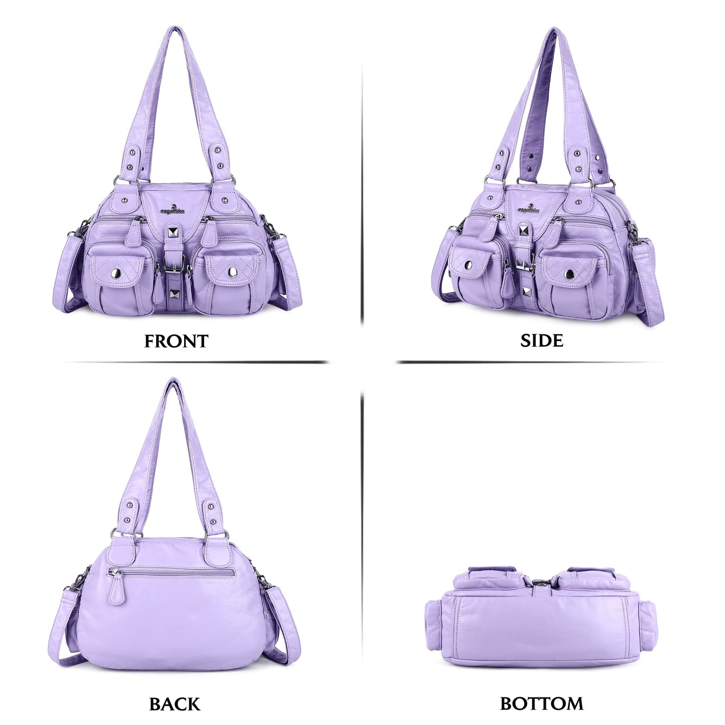 Angel Kiss Hobo Crossbody Purses for Women Shoulder Bag Multipocket Soft Hobo Purses Removable Strap Leather Handbags