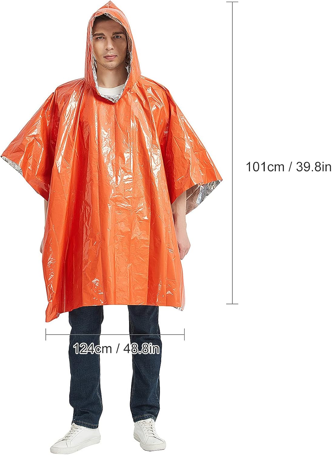HXBER Outdoor Emergency Survival Gear Waterproof Heat Reflective Thermal Poncho Raincoat with Sleeping Bag and Tent Shelter for Camping Hiking Adventure