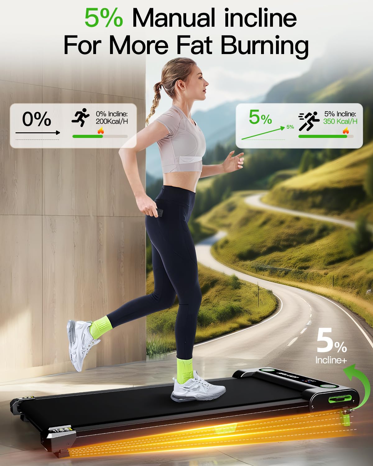 Walking Pad with Incline, Akluer Incline Treadmills for Home, 2.5 HP Under Desk Treadmill Small with Remote Control, Walking Pad Small Treadmill with LED Display
