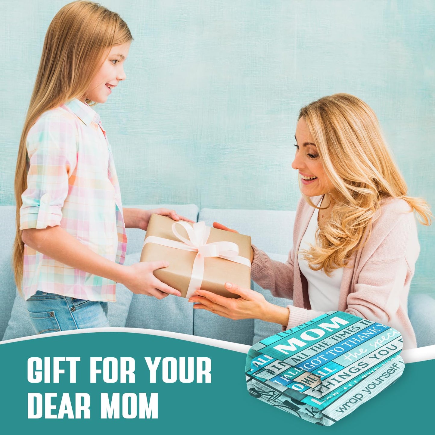 Psspotgj Gifts for Mom Birthday, Mothers Day Mom Blanket, Mom Gifts from Daughters Son, Mother Mommy Throw Blanket for Valentines, Thanksgiving, Christmas 60"X50"