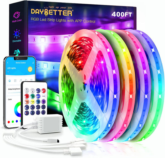 DAYBETTER Led Strip Lights 200 ft (2 Rolls of 100 ft) Ultra Long Smart Light Strips with App Voice Control Remote, RGB Music Sync Color Changing Lights for Bedroom, Kitchen, Party,Home Decoration