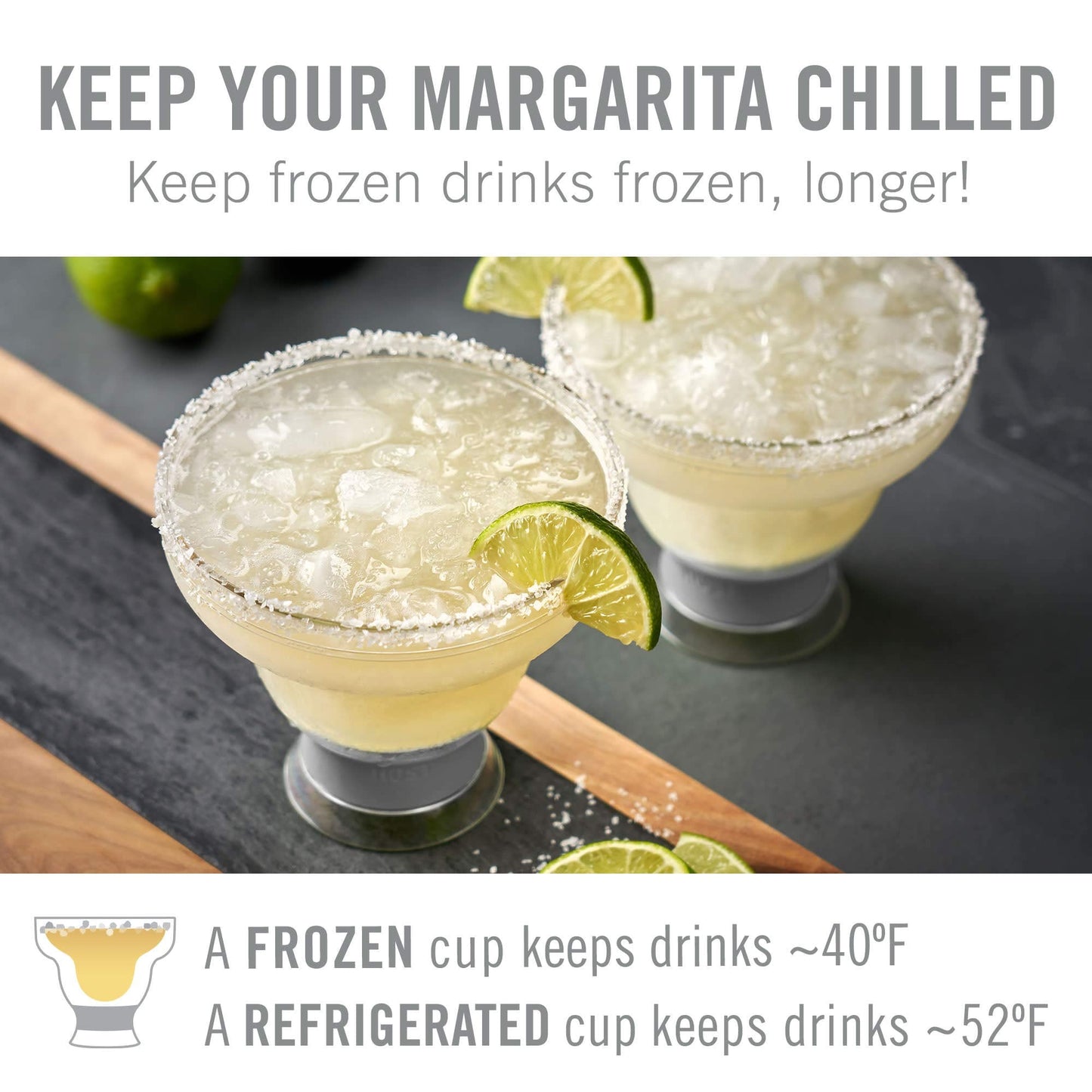 HOST FREEZE Margarita Glasses, Stemless Frozen Cocktail Cup, Double Wall Insulated Daiquiri Plastic Tumblers, Tequila Drinking Gift Green Set of 2