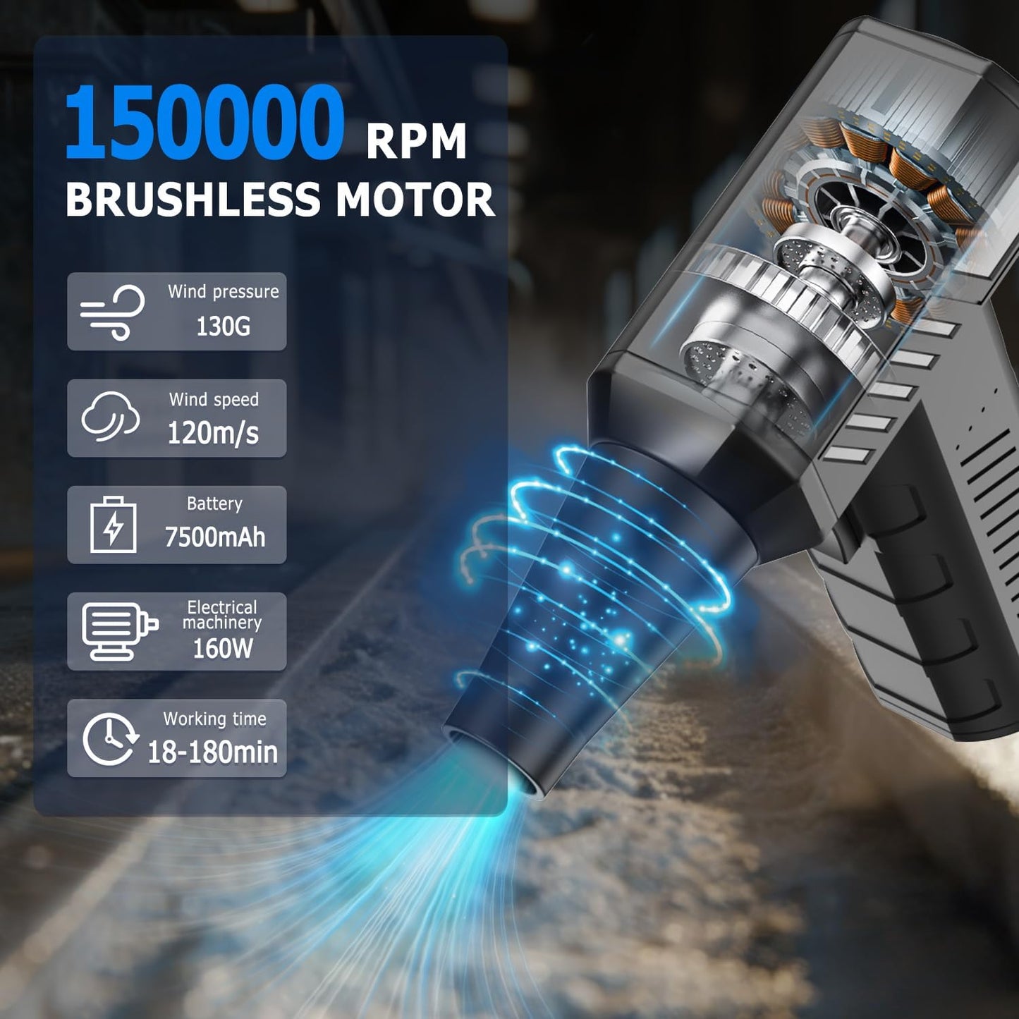 Compressed Air Duster -Mini Blower Turbo Fan,150000RPM Cordless Electric air Duster for Keyboard PC Cleaning,No Canned,Jet Dry Blower Air Blower for Home and Car