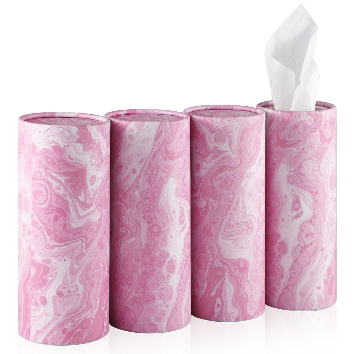 SINGARO Car Tissue Holder, 4 Pack Car Cup Holder Facial Tissues with Travel Tissue Bag, Quick and Convenient Flower Combination Car Tissue Box(4 Canisters/200 Tissues) Black