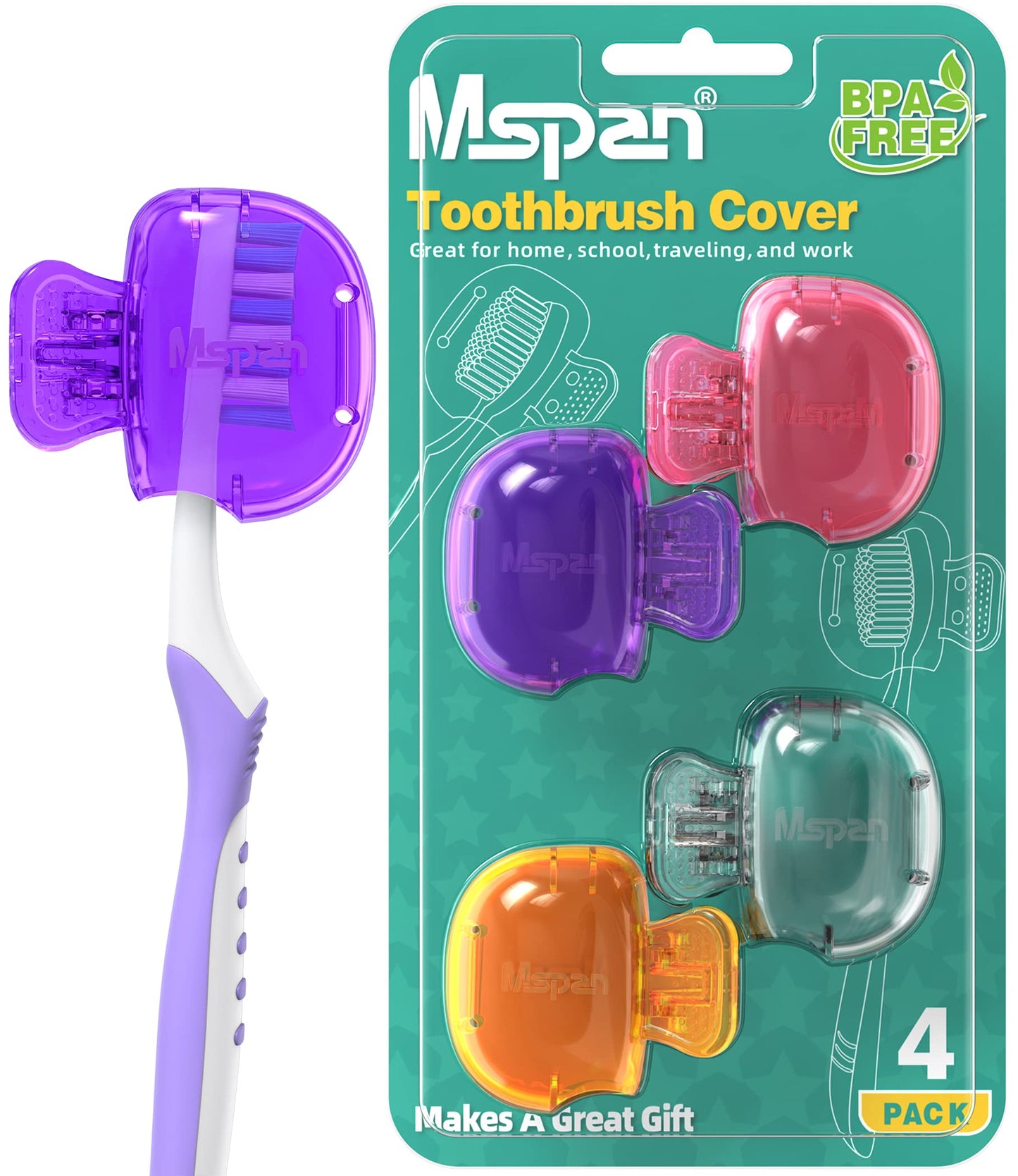Mspan Toothbrush Head Cover Cap: Toothbrush Protector Brush Pod Case Protective Plastic Clip Bathroom Cool Stuff for Household Travel