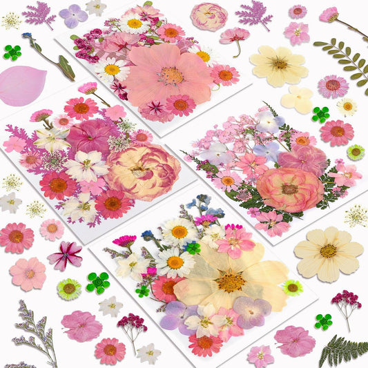 Dried Flowers, Resiners 100Pcs Pressed Flowers for Craft Purple Real Natural Dried Flowers Dry Leaves Kit for DIY Making Crafts Resin Soap Candle Scrapbook Supplies Card Making Jewelry