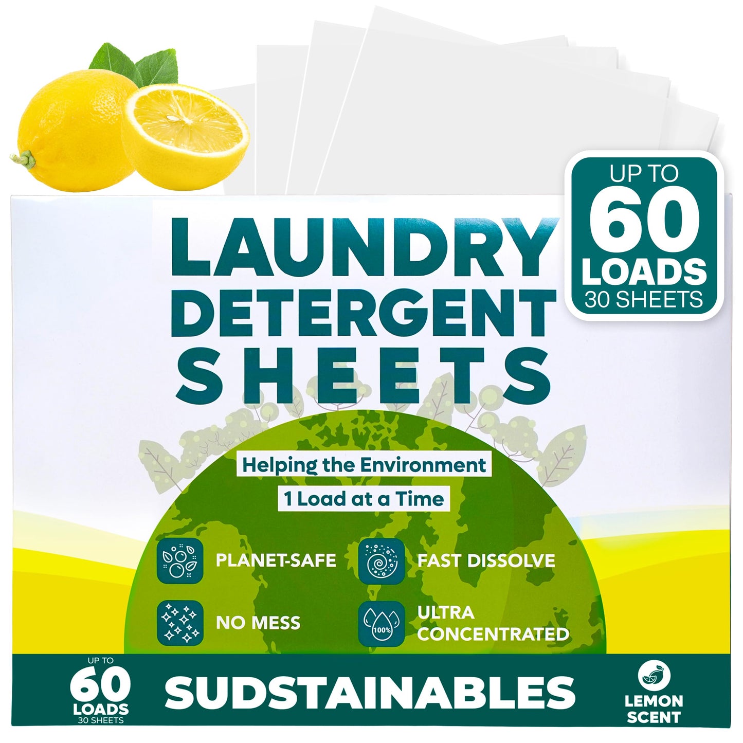 Sudstainables Laundry Detergent Sheets (200 Loads) – Eco-Friendly, Zero Waste, Plastic-Free Laundry Washing Machines Soap Sheets; Dissolvable, Space-Saving Strips for Travel (Fresh Linen)