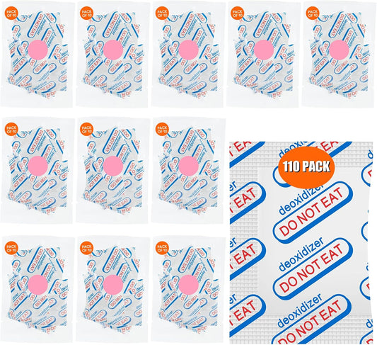 120 Packs 500CC Food Grade Oxygen Absorbers (10 Pack in Individual Vacuum Bag ) , Oxygen Absorbers For Long Term Food Storage with Oxygen Indicator , Works in Mylar Bags, Mason Jars, and Vacuum Bags