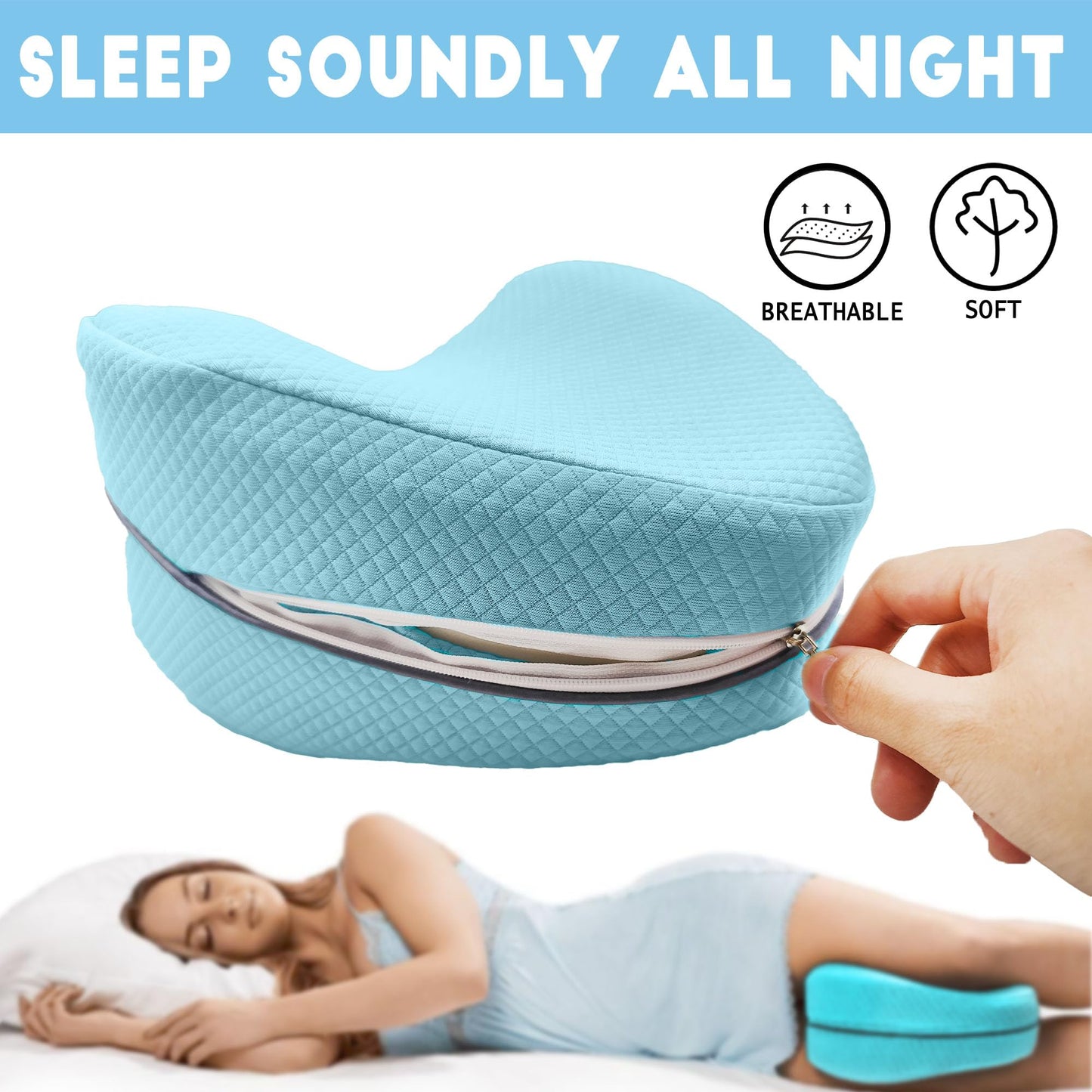 xcivi Pillowcase for Contour Memory Foam Side Sleeper Support Pillow, Pillowcase for Knee Pillow, Pillow Cases for Side Sleeper Pillow, Pillow Cover (Blue)