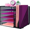 Desk Organizers and Accessories with File Holder, 5-Tier Paper Letter Tray Organiser, Mesh Desktop Document Organizer for Office Supplies, Workspace - Black
