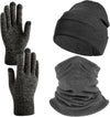 Winter Beanie Hat Neck Warmer Neck Gaiter Touchscreen Glove Set Cold Weather Gear Unisex,Warm Winter Stretchy Knit Gloves Hat (Grey)