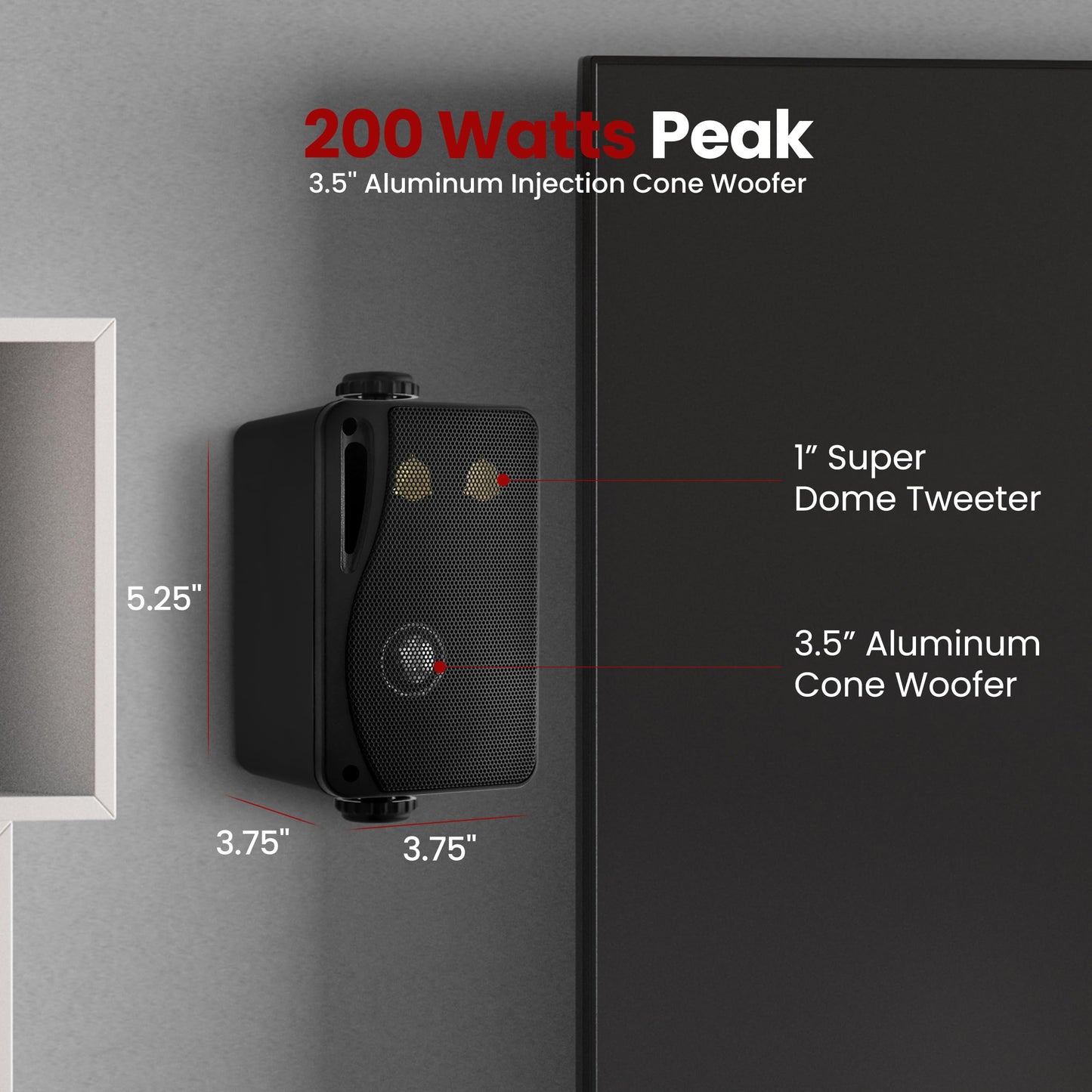 Pyle 3-way Mini Box Speaker System - 3.5 Inch 200 Watt Waterproof Marine Grade Mount Speakers - in a Heavy Duty ABS Enclosure Grill - Home, Boat, Poolside, Patio Indoor Outdoor Use (Black)