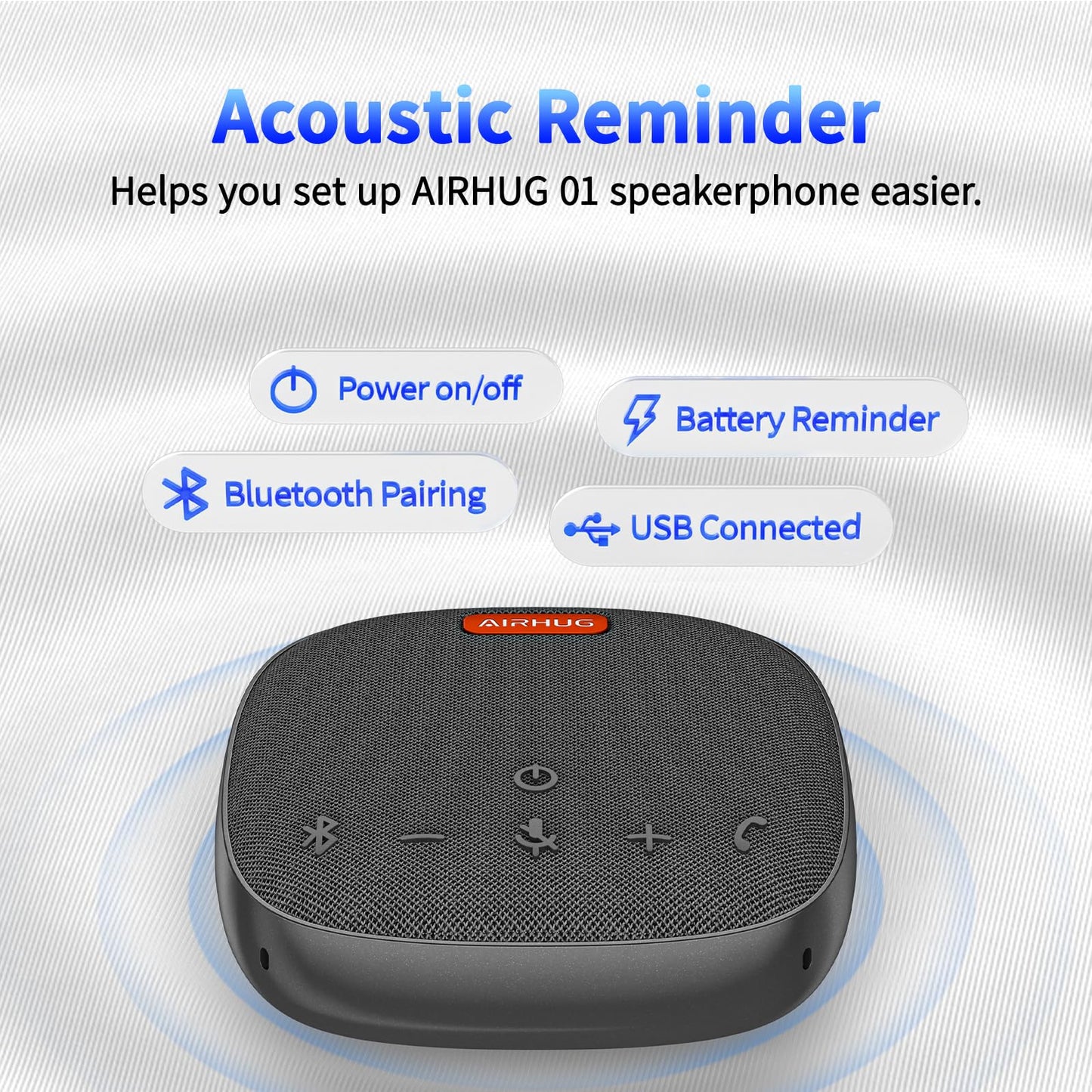 AIRHUG Conference Speaker and Microphone, Bluetooth Speakerphone with 360° Voice Pickup, Advanced Noise Reduction, USB-C Plug & Play, Compatible with Zoom and MS Team