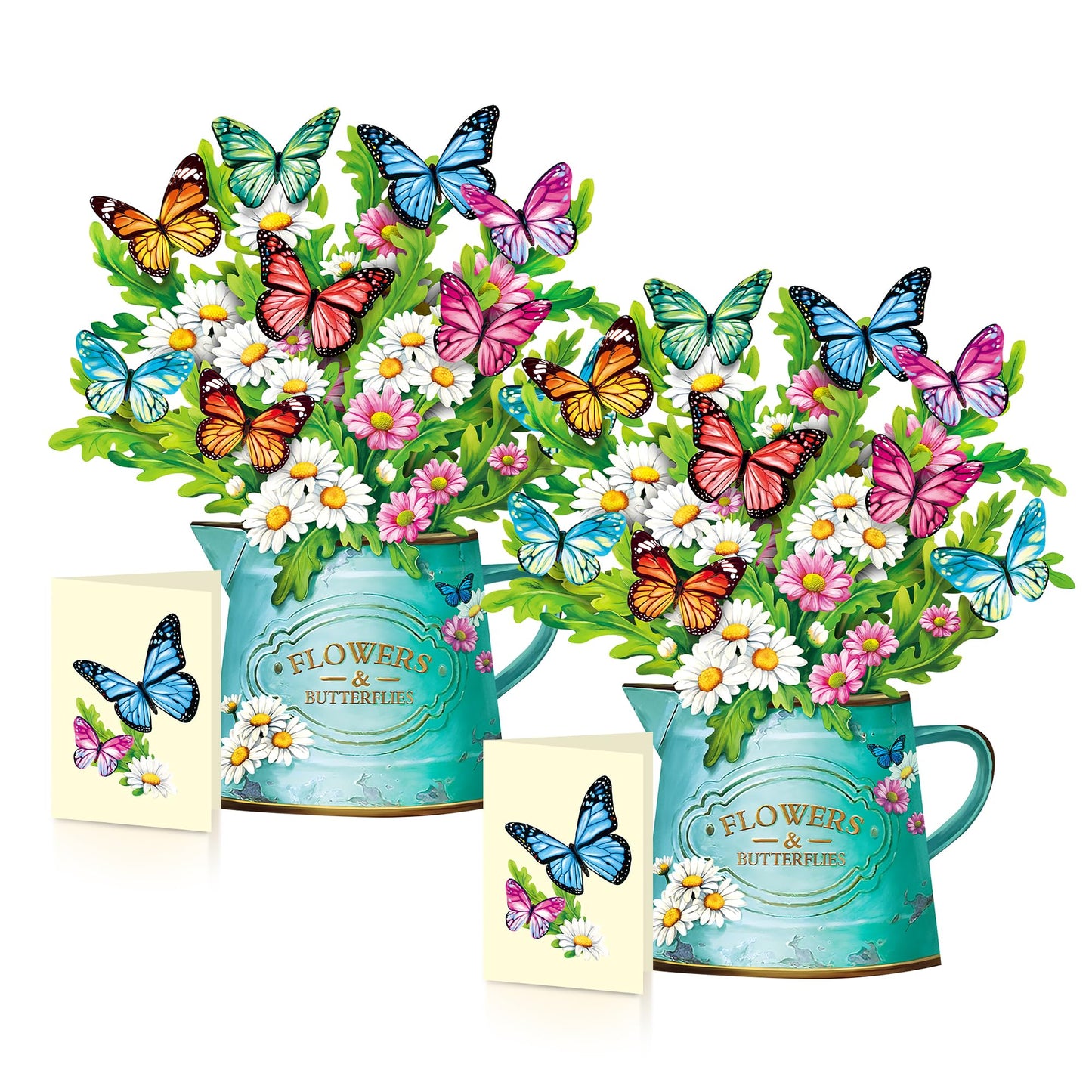 Pop Up Flower Cards, Paper Flowers Bouquet 12’‘ Daisies and Butterflies 3D Popup Graduation Cards with Blank Note and Envelope, Birthday, Wedding Decor, Thank You Gifts for Women Mom Girls Friends