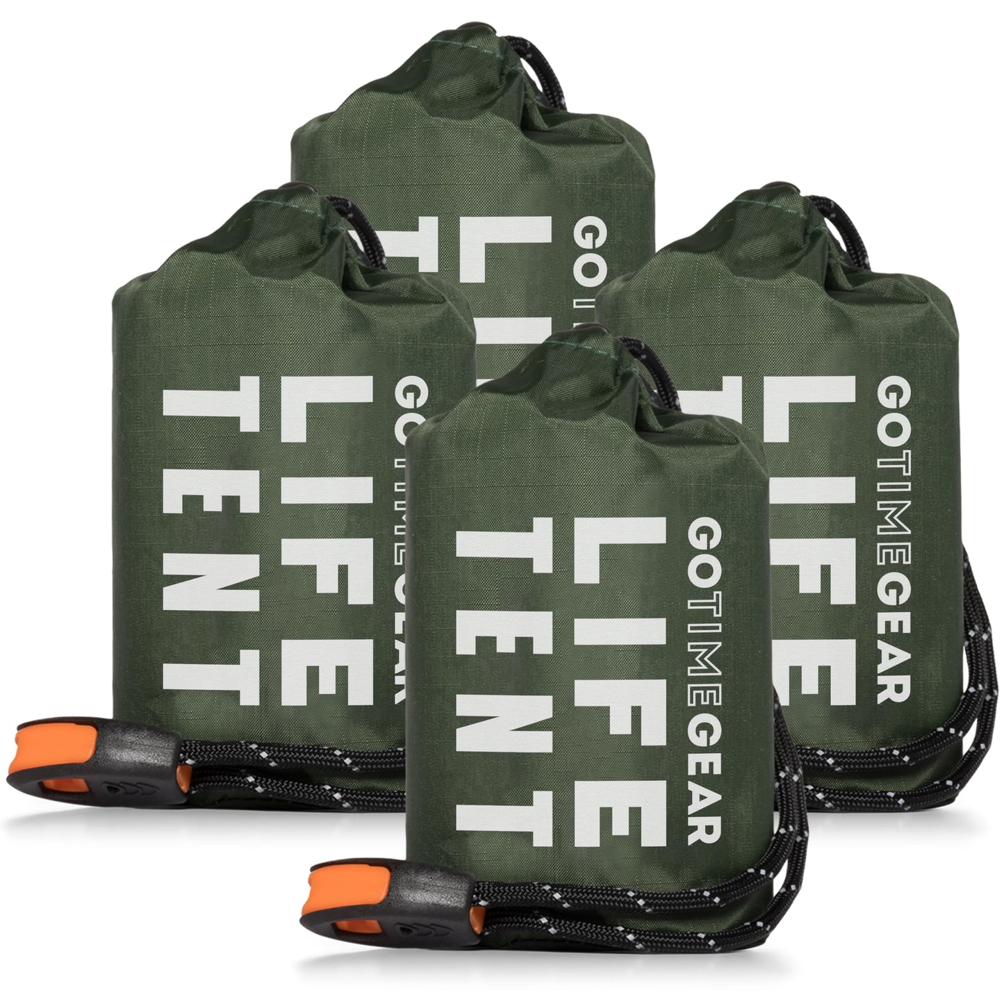 Go Time Gear Survival Life Tent • 2 Person Mylar Emergency Shelter Tube Tent + Paracord • All-Weather Protection for Camping, Hiking, & Survival Kits • Includes Emergency Whistle