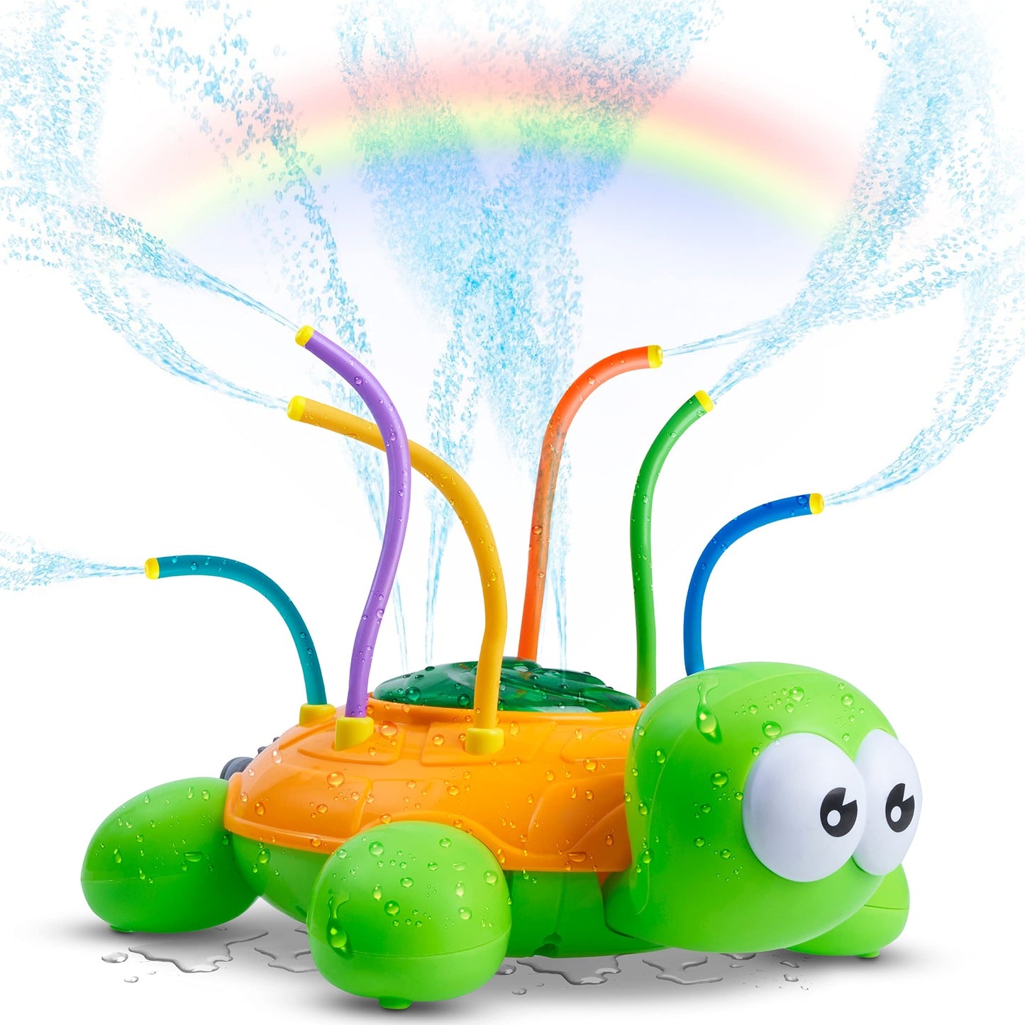 Chuchik Water Sprinkler for Kids - Backyard Spinning Turtle Toy - Summer Splashing Fun - Sprays Up to 8ft High - Attaches to Garden Hose