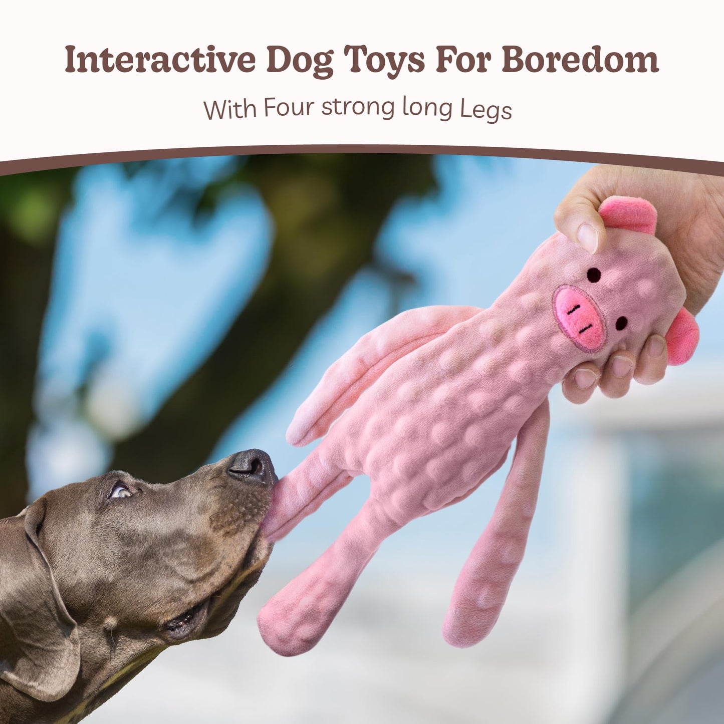 SHARLOVY No Stuffing Dog Toys Squeaky for Large Dogs, Crinkle Puppy Teething Toys to Keep Them Busy, Plush Interactive Doggie Long Lasting Chews for Aggressive Chewers