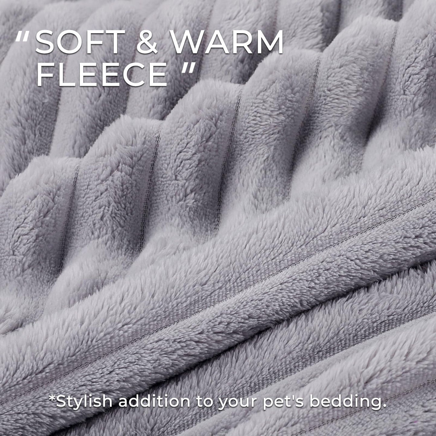 LINENLUX 1 Pack 3 Soft Fleece Dog Blanket for Pet Washable Warm Cat Puppy Fluffy Calming Flannel Beige/Pink/Grey Small