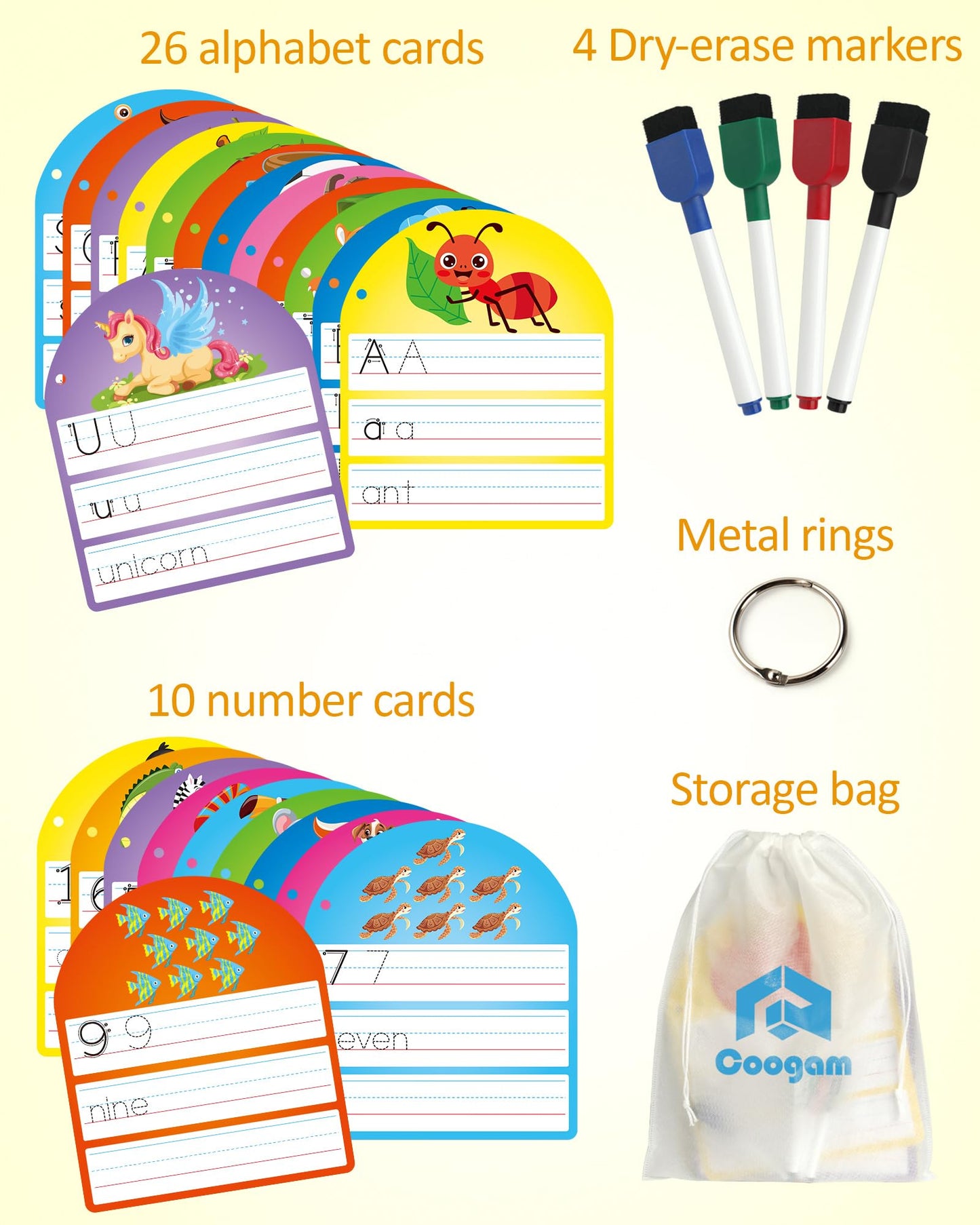 Coogam Handwriting Practice Copybook, Write and Erase Alphabet Number Learning Materials, Educational Tracing Letters for Pre-K Homeschool Student Kids Age 3-6