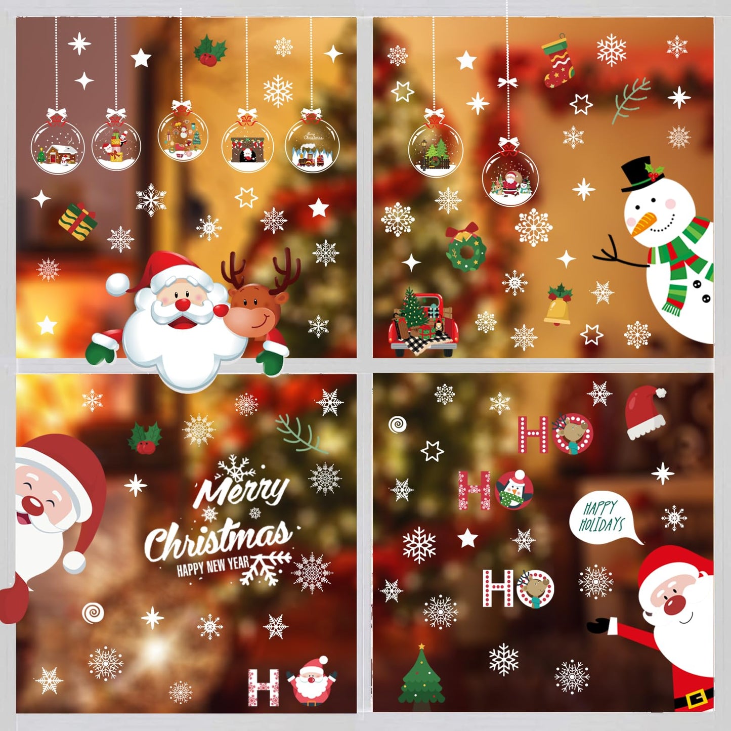 Christmas Window Clings Double Sided Christmas Window Clings Christmas Window Decorations Winter Decorations Window Snowflakes Decal Xmas Decorations for Glass Windows Home School Office