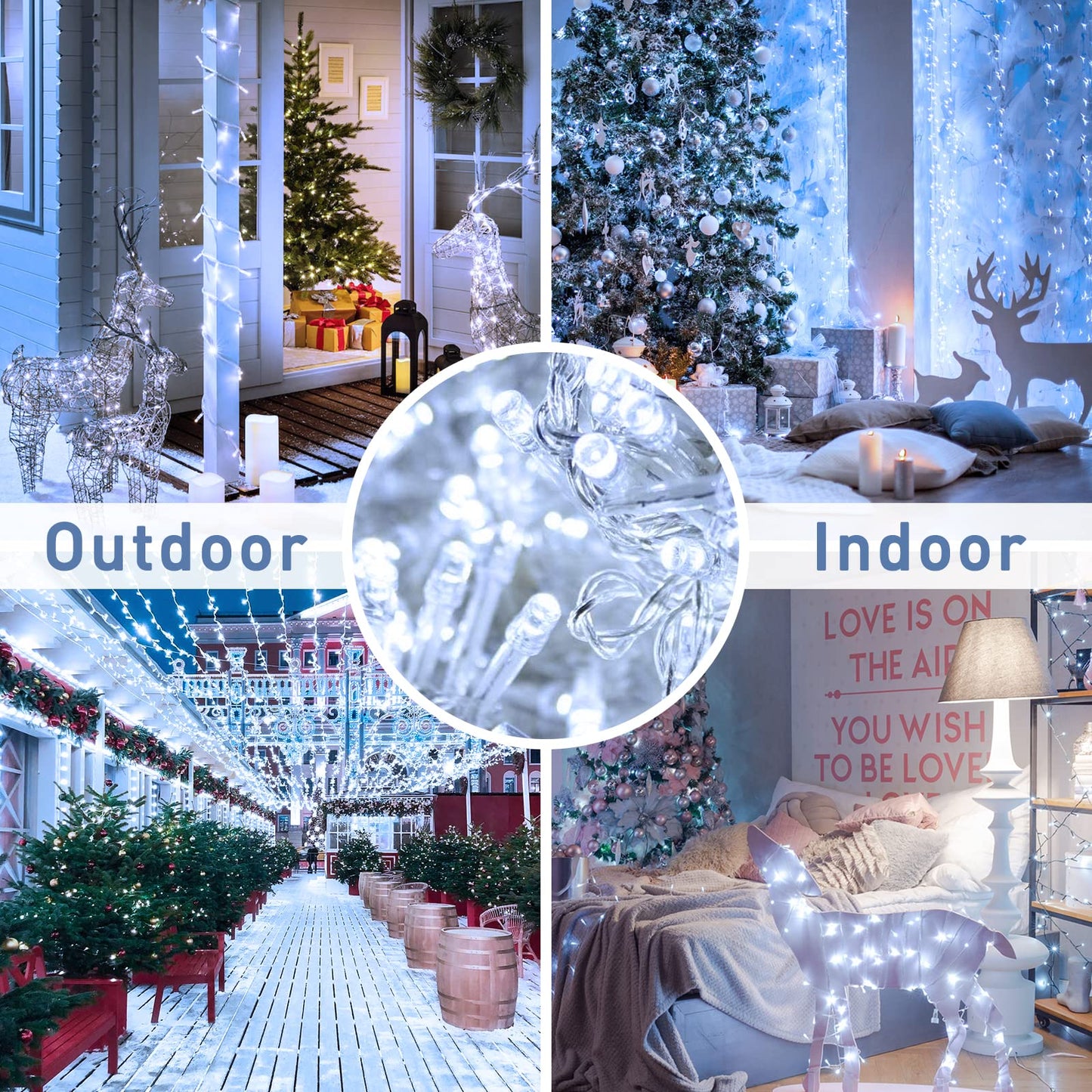 JMEXSUSS 66ft 200 LED White Christmas Lights Indoor Bedroom, Connectable White String Lights Outdoor Clear Wire, 8 Modes Twinkle String Lights Plug in for Room Tree Wedding Christmas Decoration