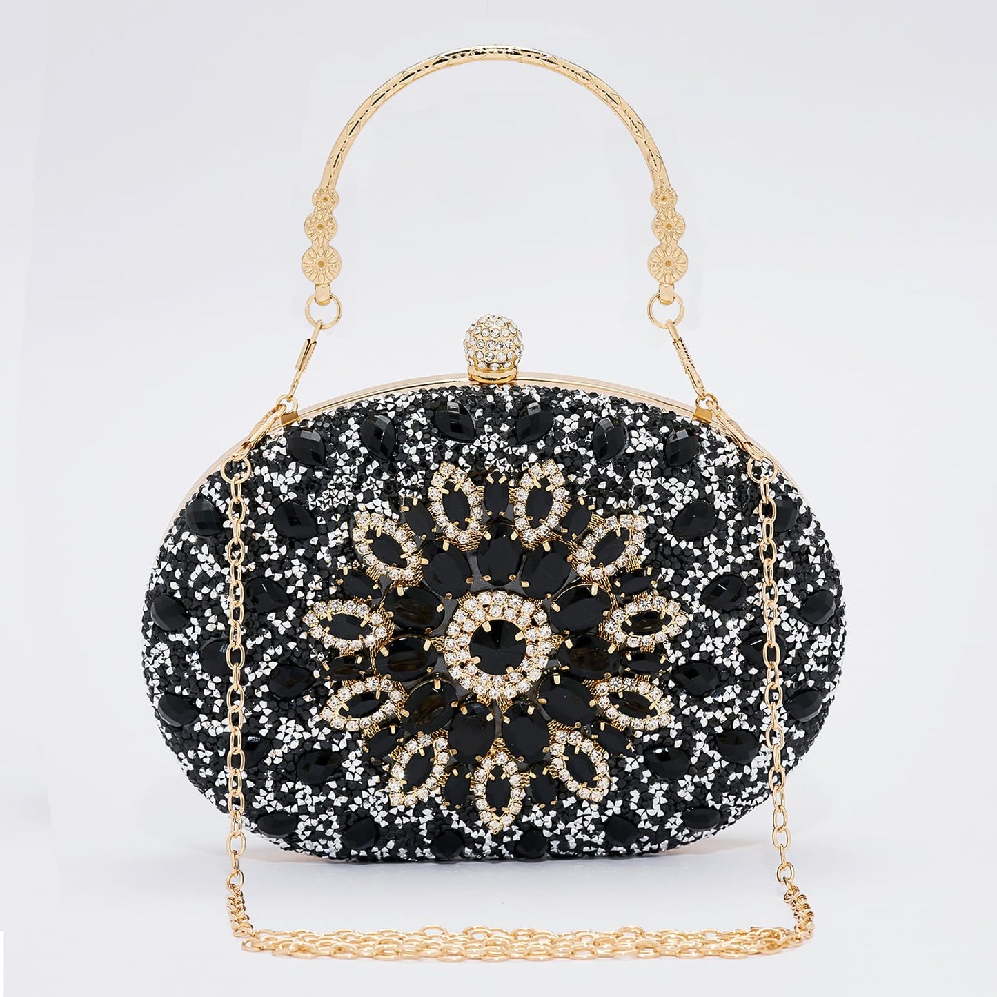 SH Black Clutch Purses for Women Rhinestone Evening Clutch Sparkling Evening Bag for Women Formal Small Handbags Wedding Party Cocktail Prom Purse