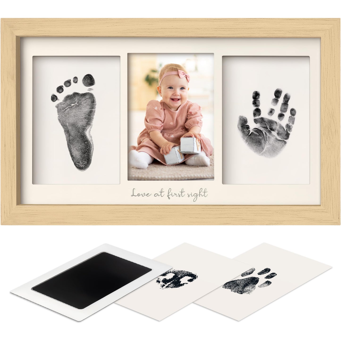 Inkless Baby Hand and Footprint Kit Boy, Girl - No Mess Ink Pad for Handprint, Clean Touch Dog Paw Print Kit, Personalized Baby Shower Gifts, Nursery Newborn Keepsake Frame (Alpine White)