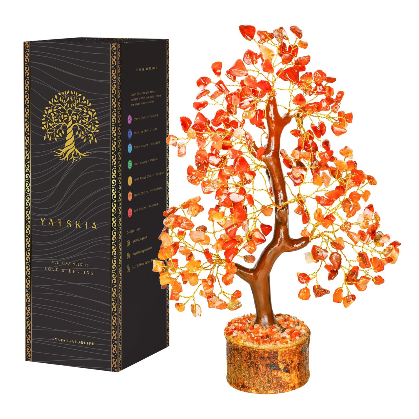 YATSKIA 7 Chakra Tree of Life, Crystals and Healing Stones, Birthday Gifts for Women - Crystal Tree for Positive Energy, Home Office Decor, Spiritual Gifts for Women