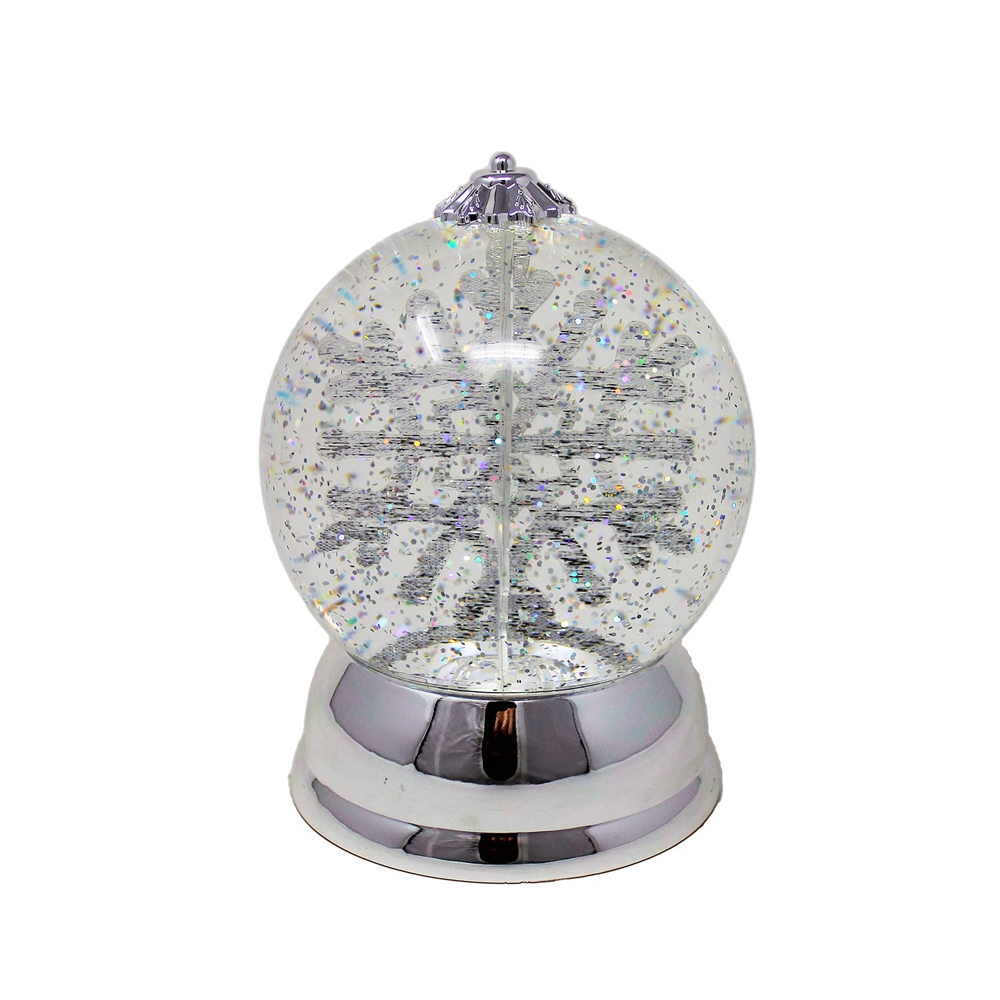 Christmas Decor Lighted Snow Globe with Spinning Snowflake, Battery Operated (not Included) - 6.5" H x 4.5" W x 4.5" D