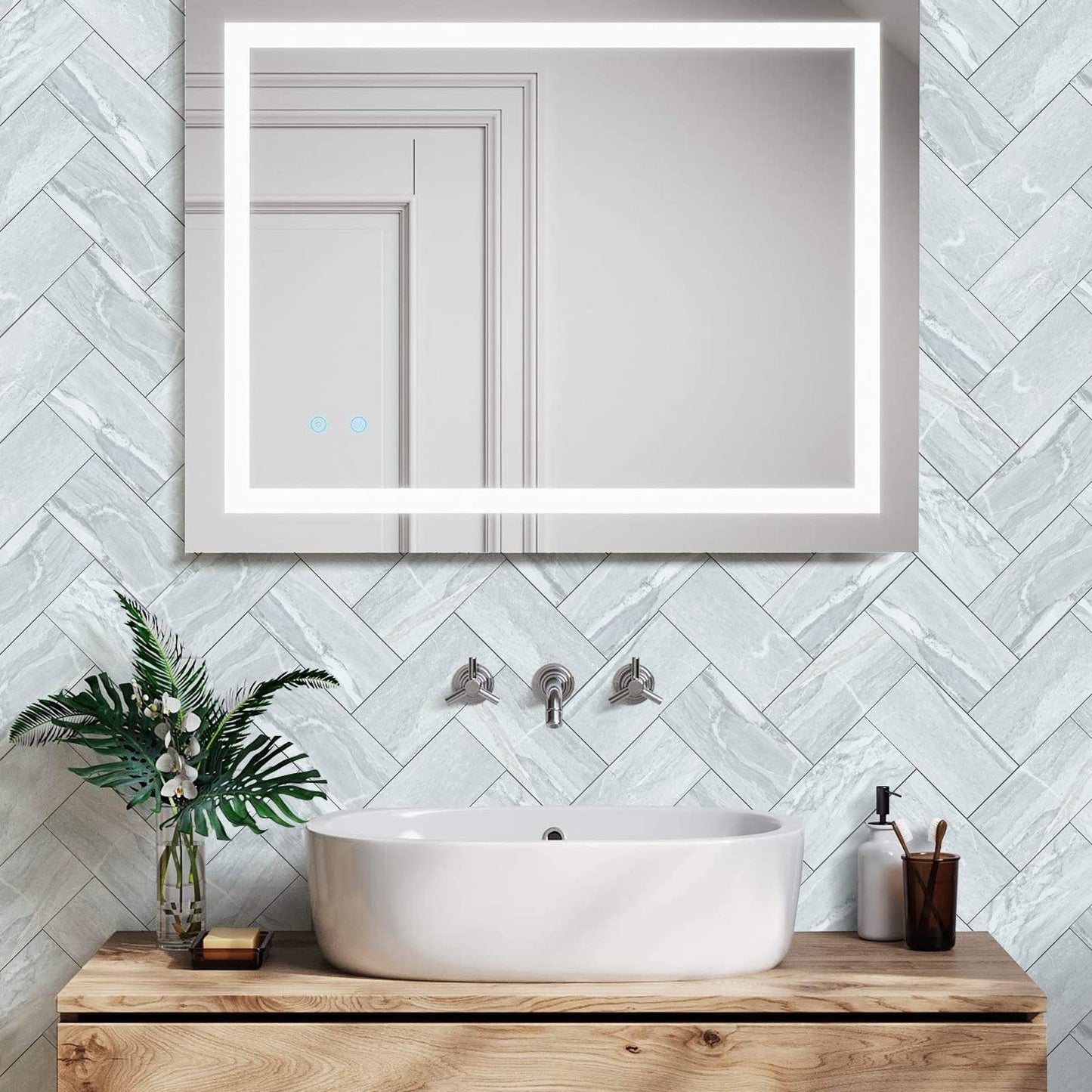 Midcard 98 Pieces Peel and Stick Backsplash SPC Wall Tile, for Kitchen and Bathroom